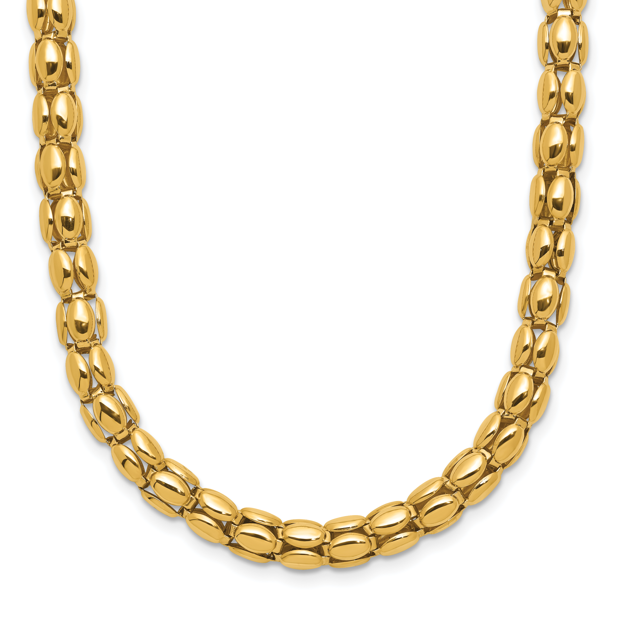 14K Two-tone Polished 5.5mm Popcorn Mesh Necklace