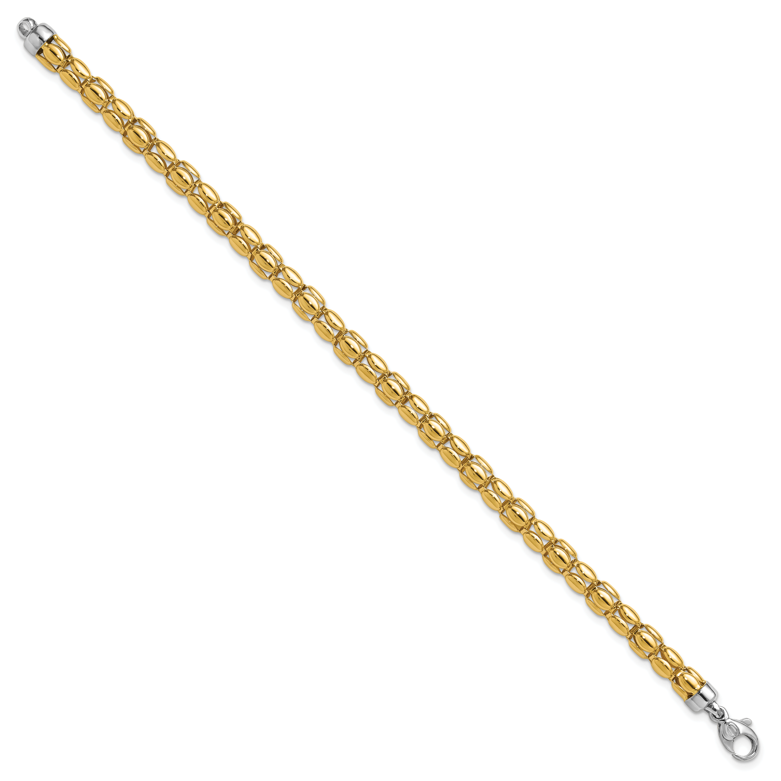 14K Two-tone Polished 5.5mm Popcorn Link Bracelet Secondary image