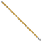 14K Two-tone Polished 5.5mm Popcorn Link Bracelet