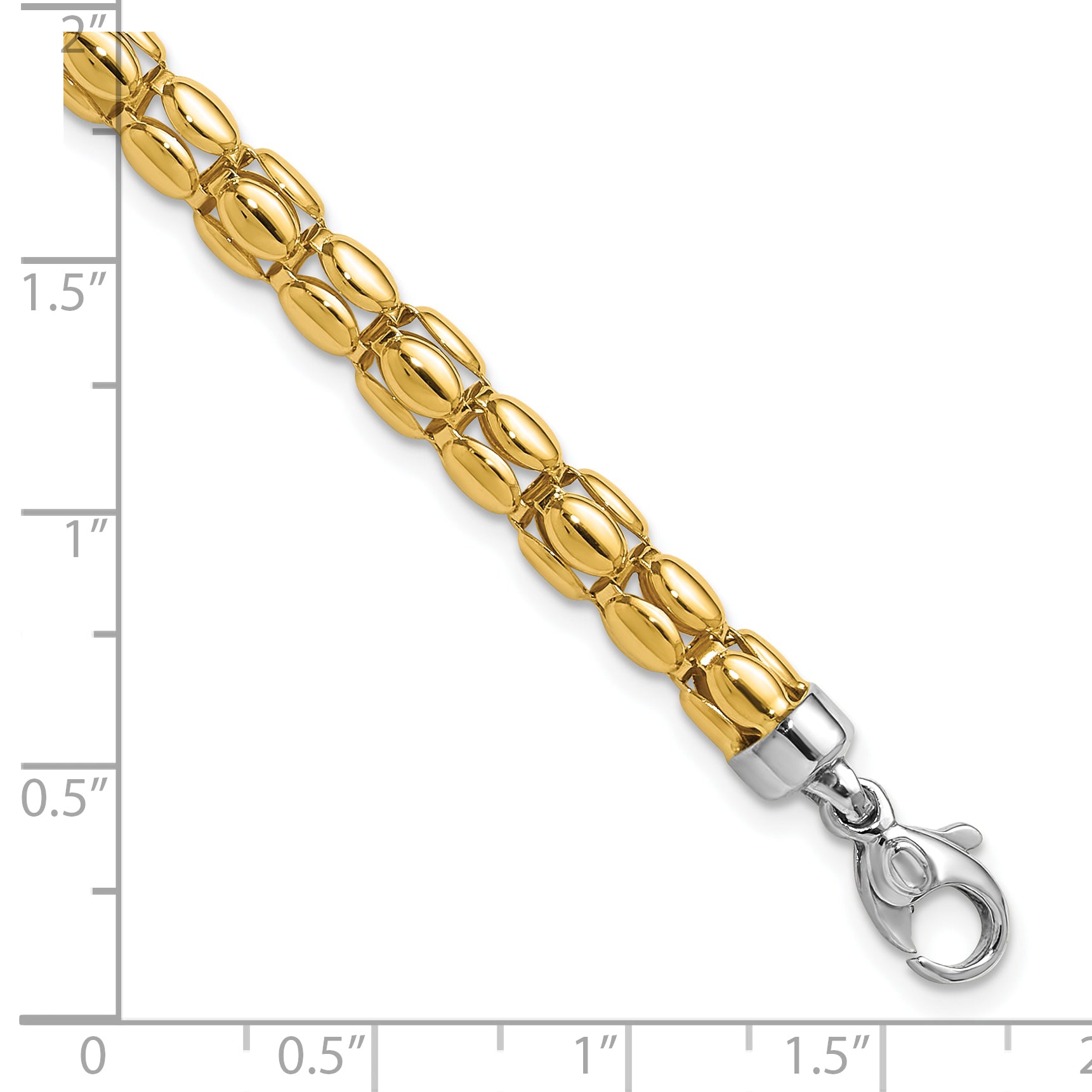 14K Two-tone Polished 5.5mm Popcorn Link Bracelet