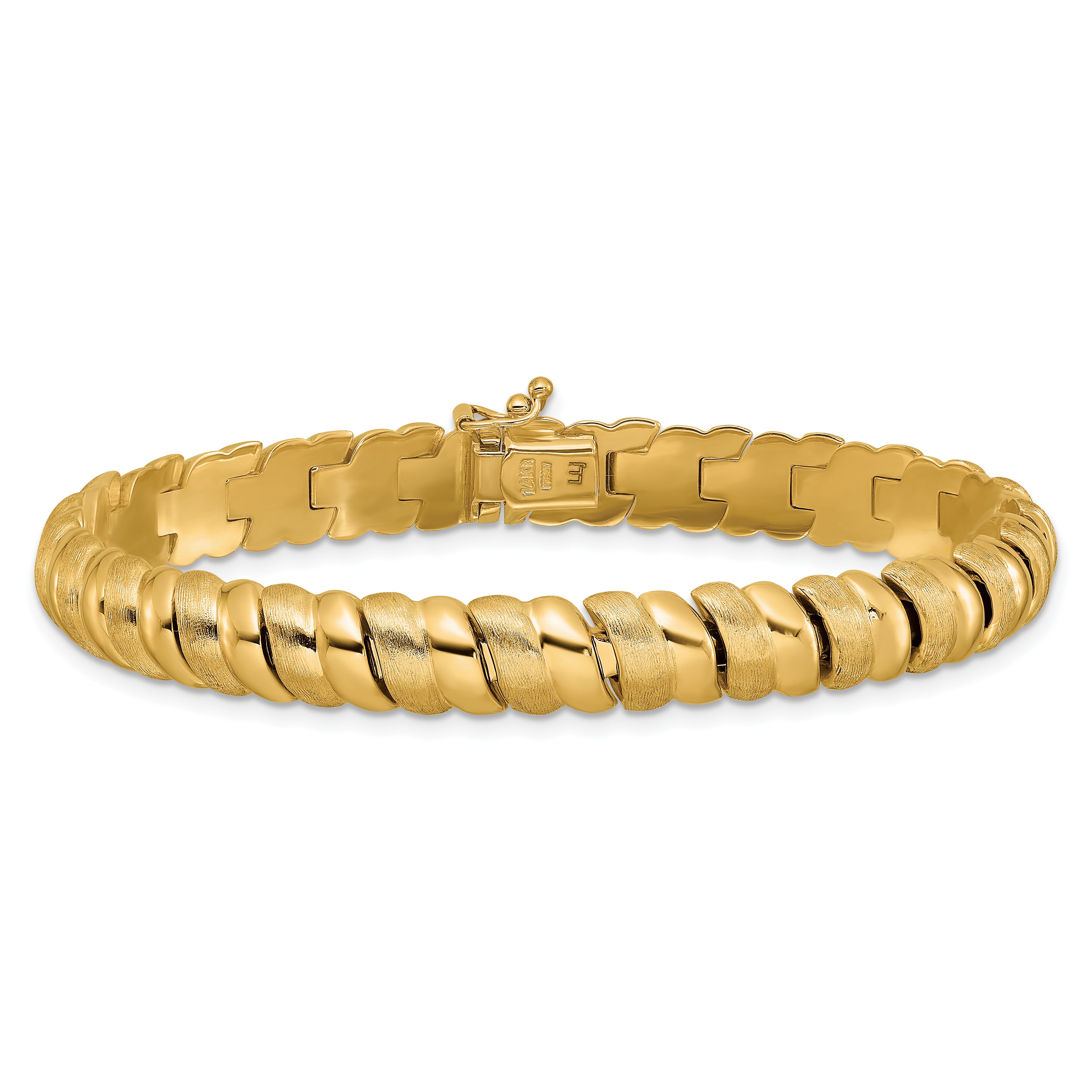 14K Polished and Brushed Fancy 8.0mm Bracelet