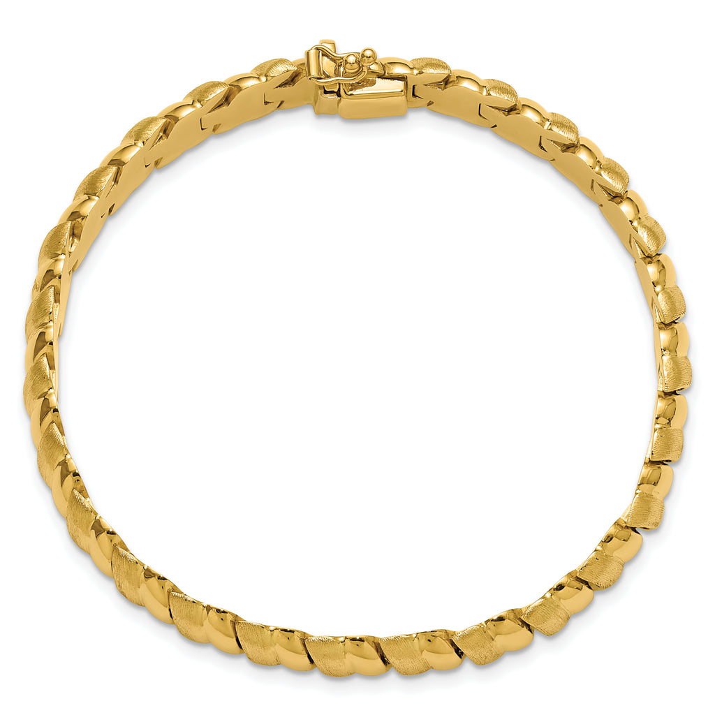 14K Polished and Brushed Fancy 8.0mm Bracelet