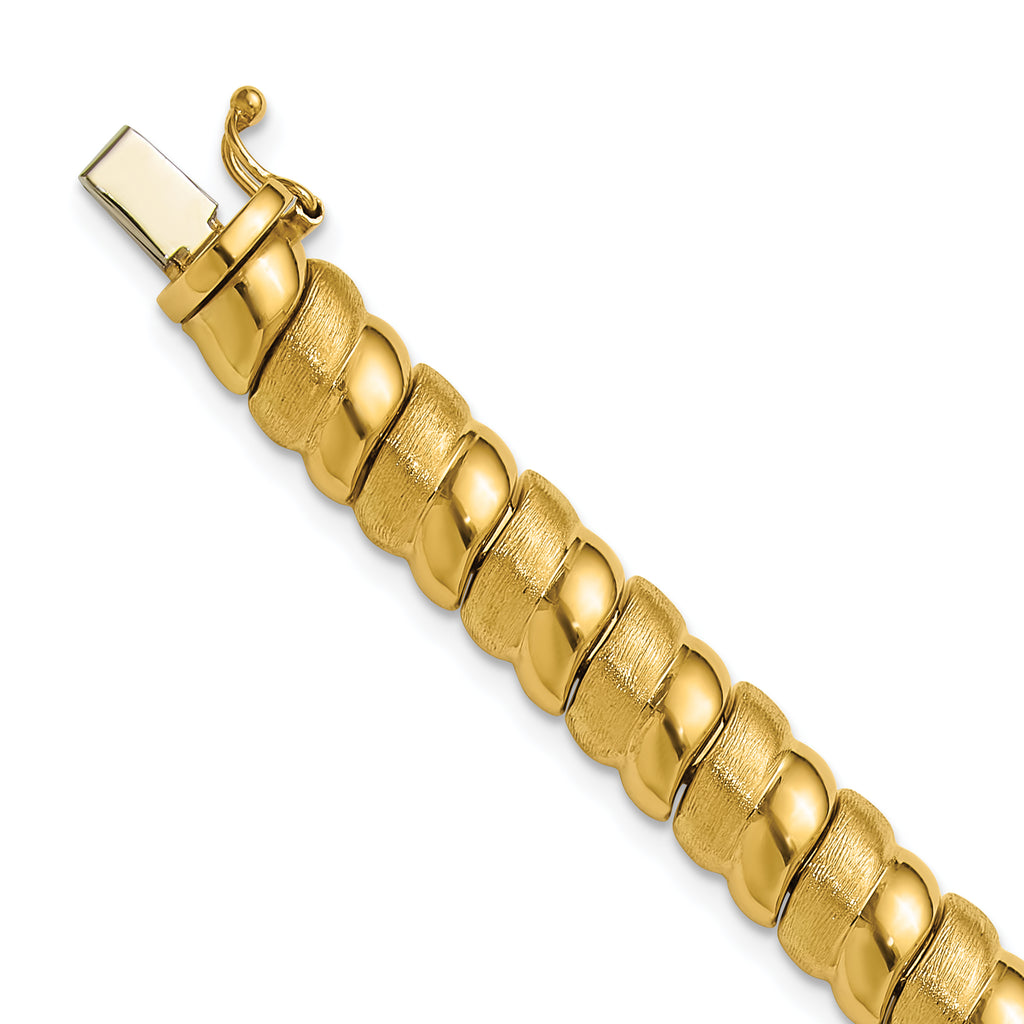 14K Polished and Brushed Fancy 8.0mm Bracelet