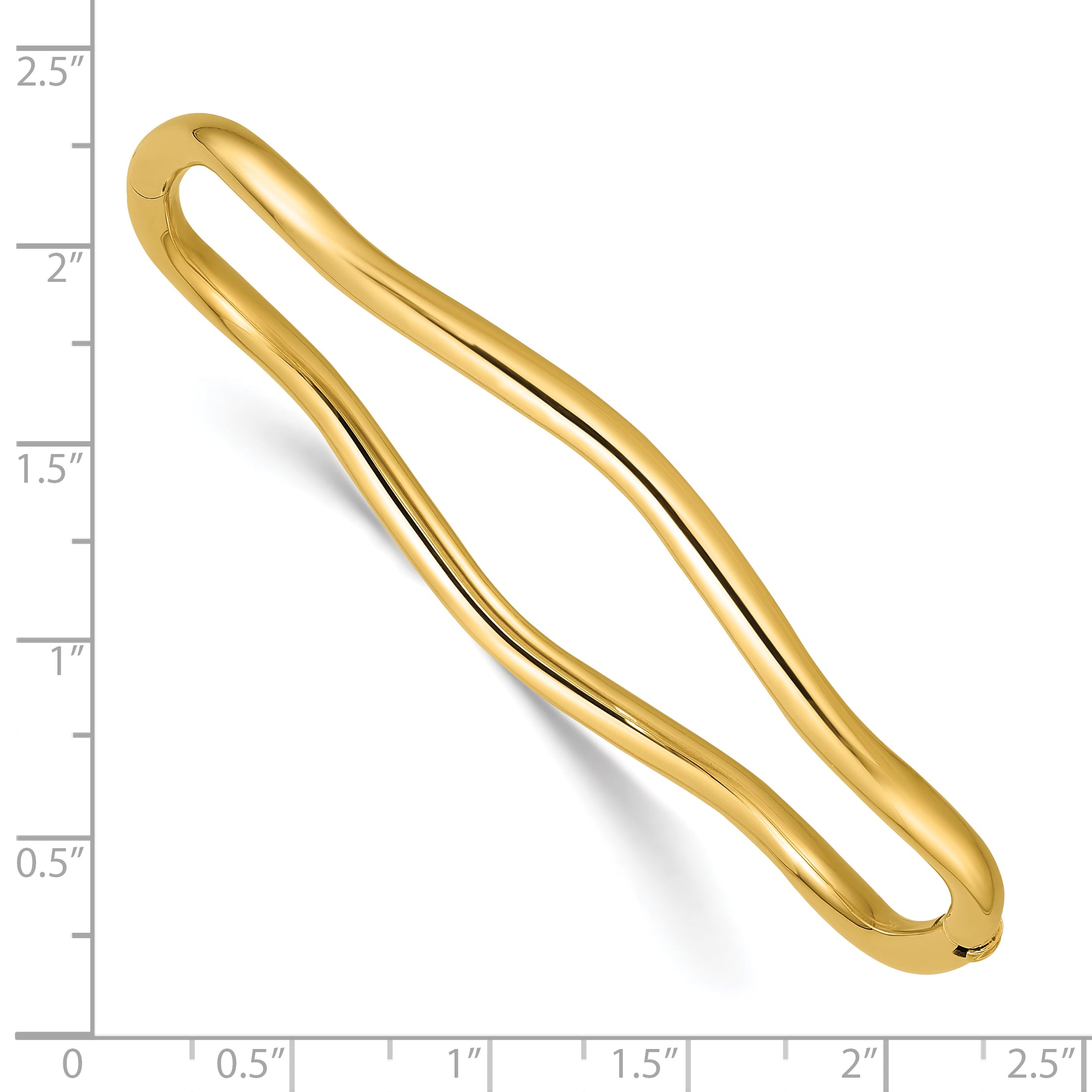 14K Polished Fancy Wavy Hinged Bangle