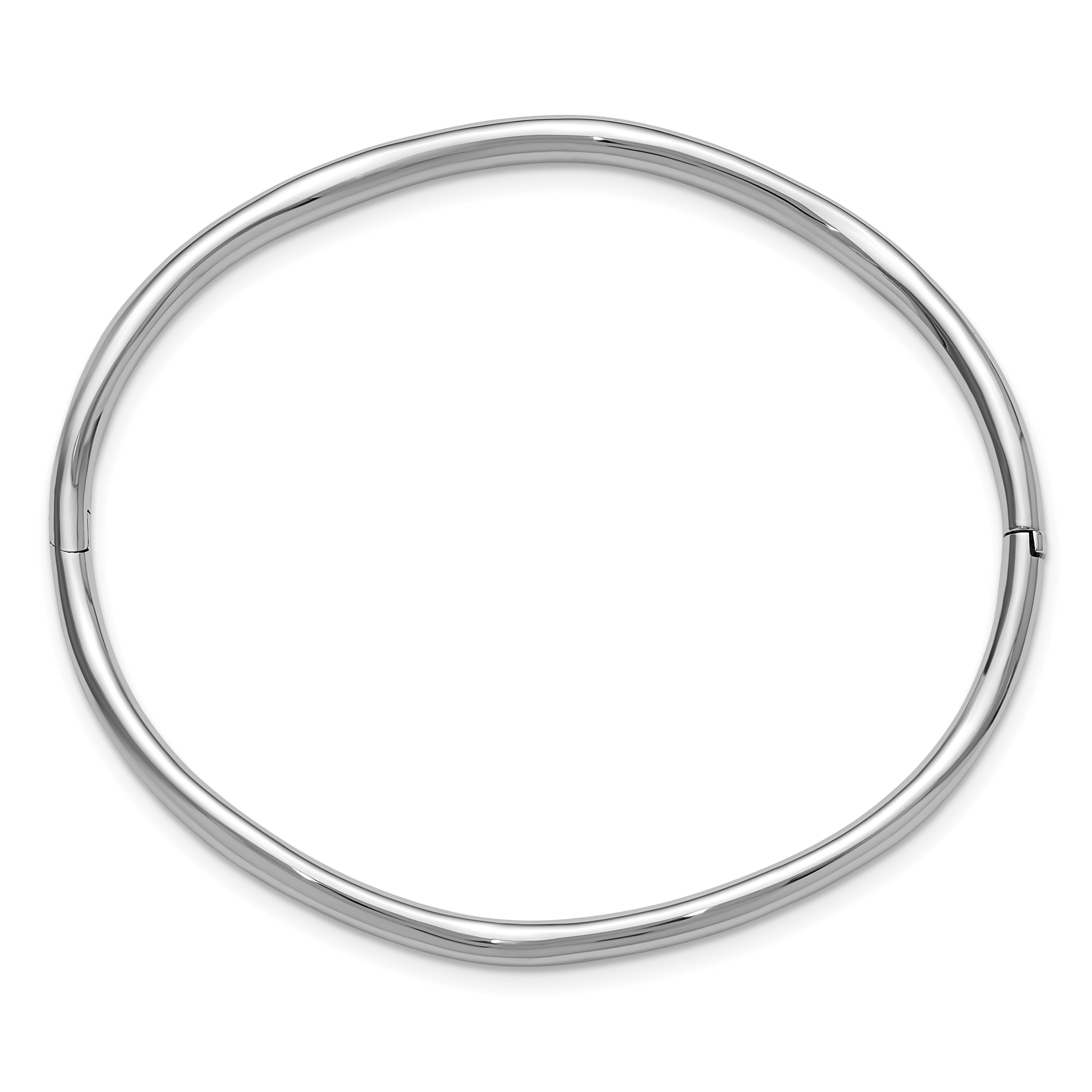 14K White Gold Polished Fancy Wavy Hinged Bangle Secondary image