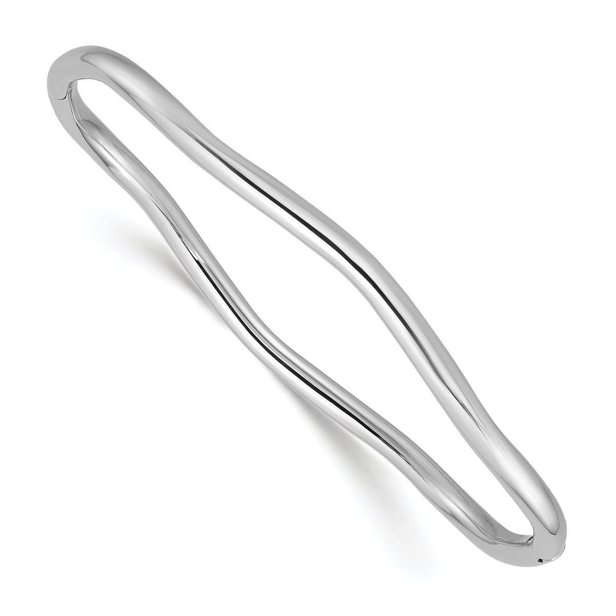 Fancy Wavy Bangle Bracelet in 14K White Gold, 3.35mm Hinged - Sophia Jewelers Main image