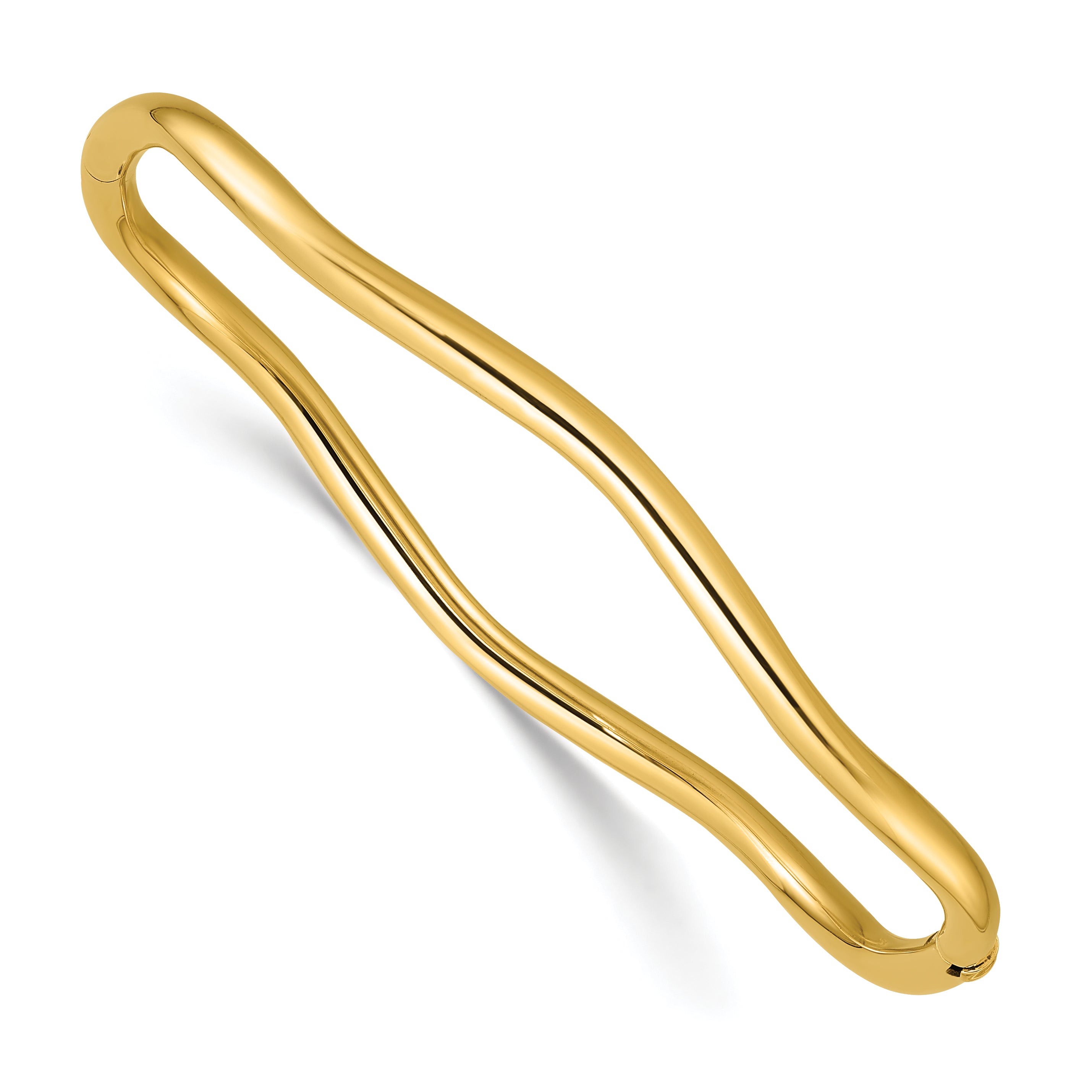 14K Polished Fancy Wavy Hinged Bangle Main image