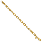 14K Polished and Textured Fancy Oval Link Bracelet