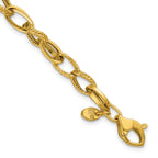 14K Polished and Textured Fancy Oval Link Bracelet