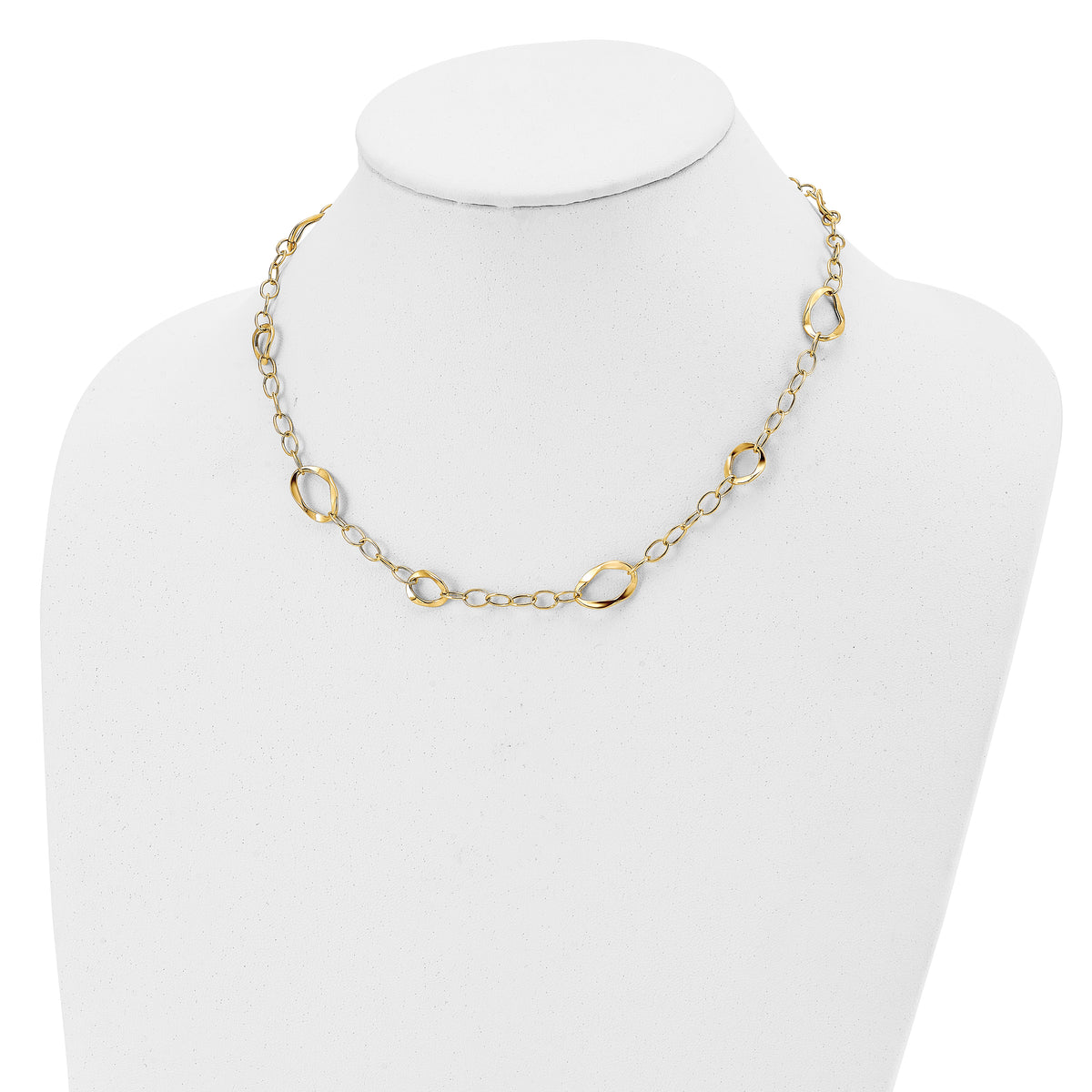 14K Polished Fancy Link w/2in ext. Necklace
