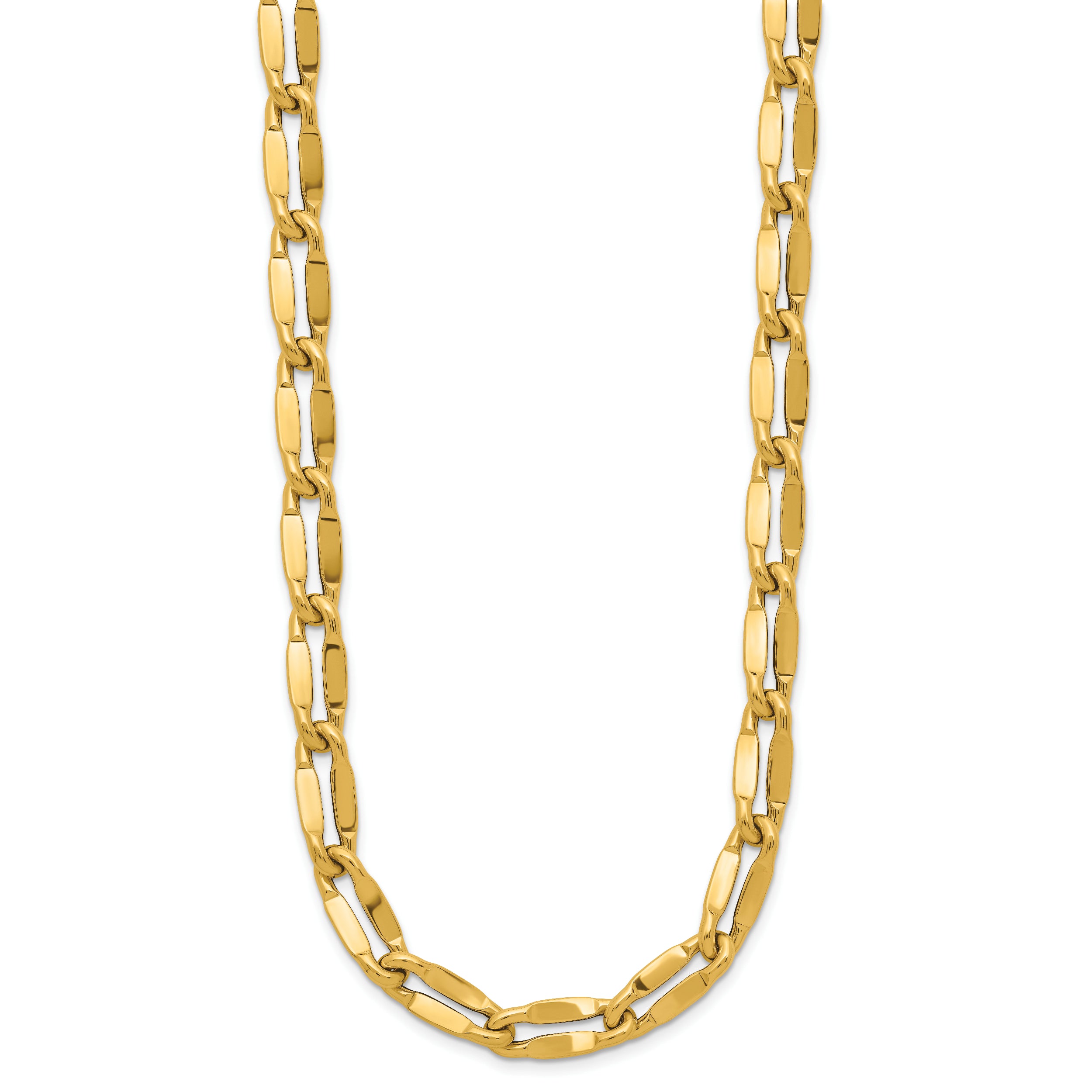 14K Polished Fancy Contoured Link Necklace