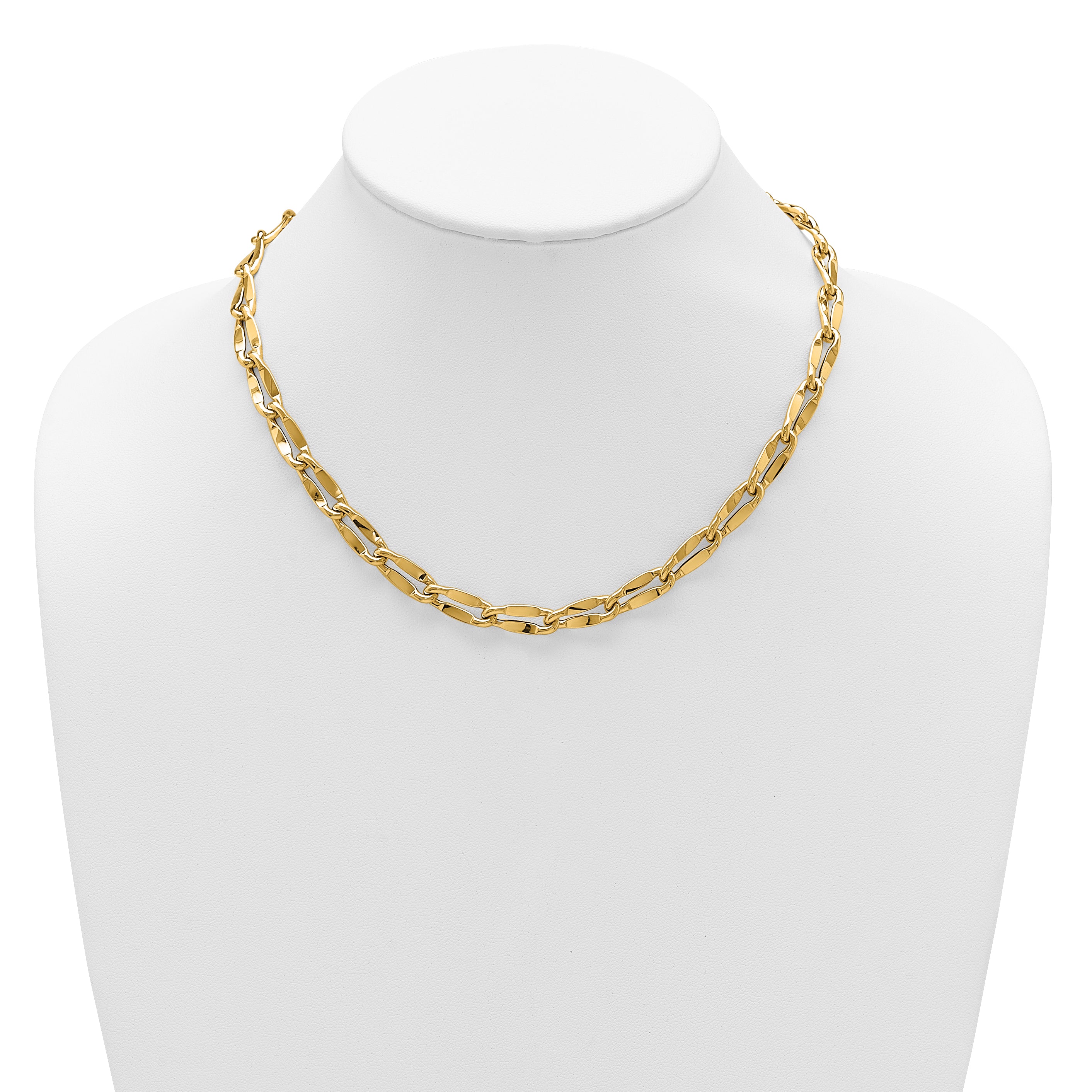14K Polished Fancy Contoured Link Necklace