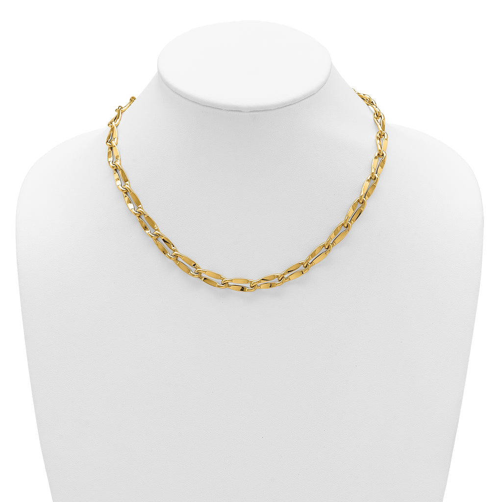 14K Polished Fancy Contoured Link Necklace