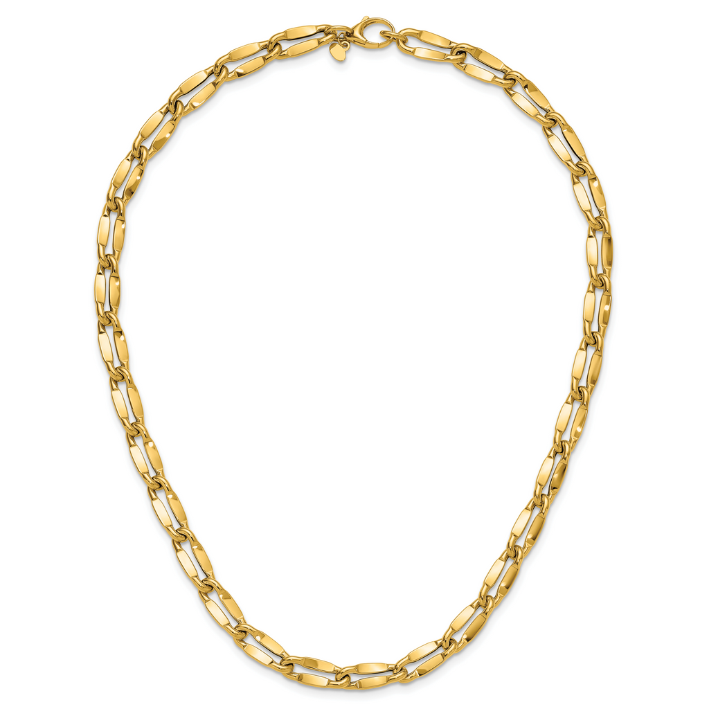 14K Polished Fancy Contoured Link Necklace