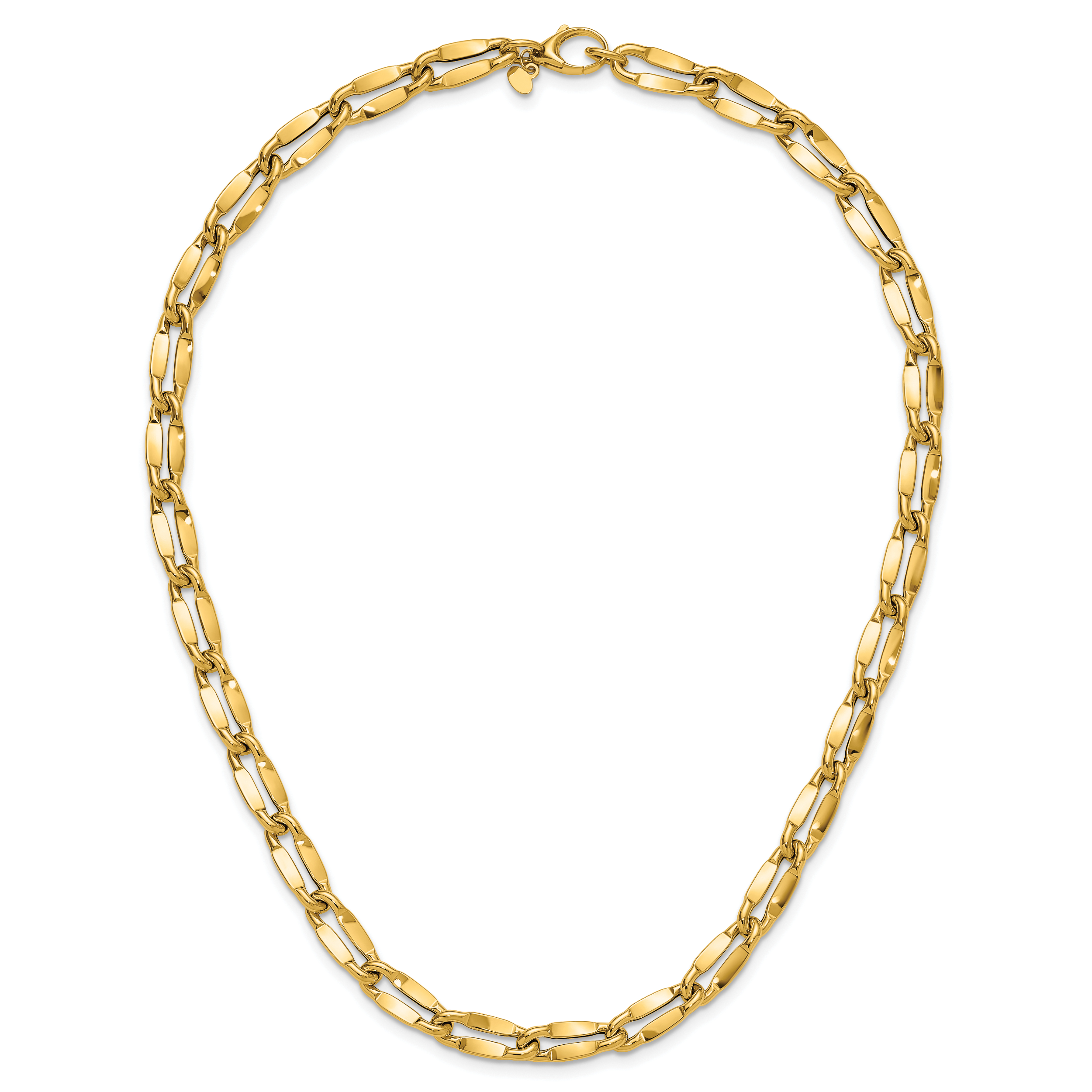 14K Polished Fancy Contoured Link Necklace