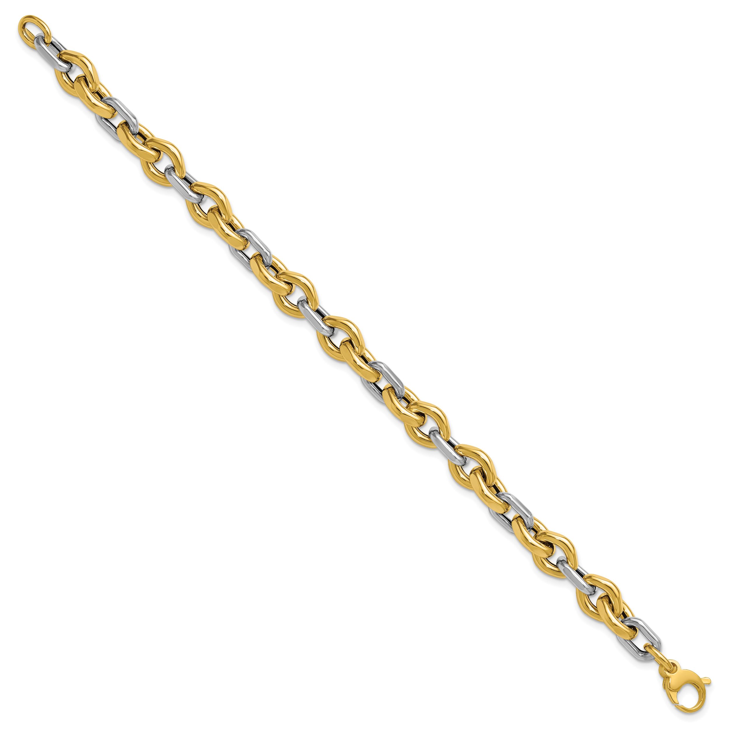 14K Two-tone Polished Fancy Flat Edge Link Bracelet Secondary image