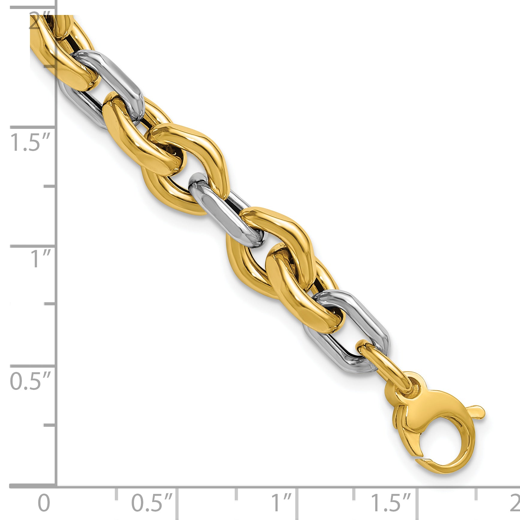 14K Two-tone Polished Fancy Flat Edge Link Bracelet