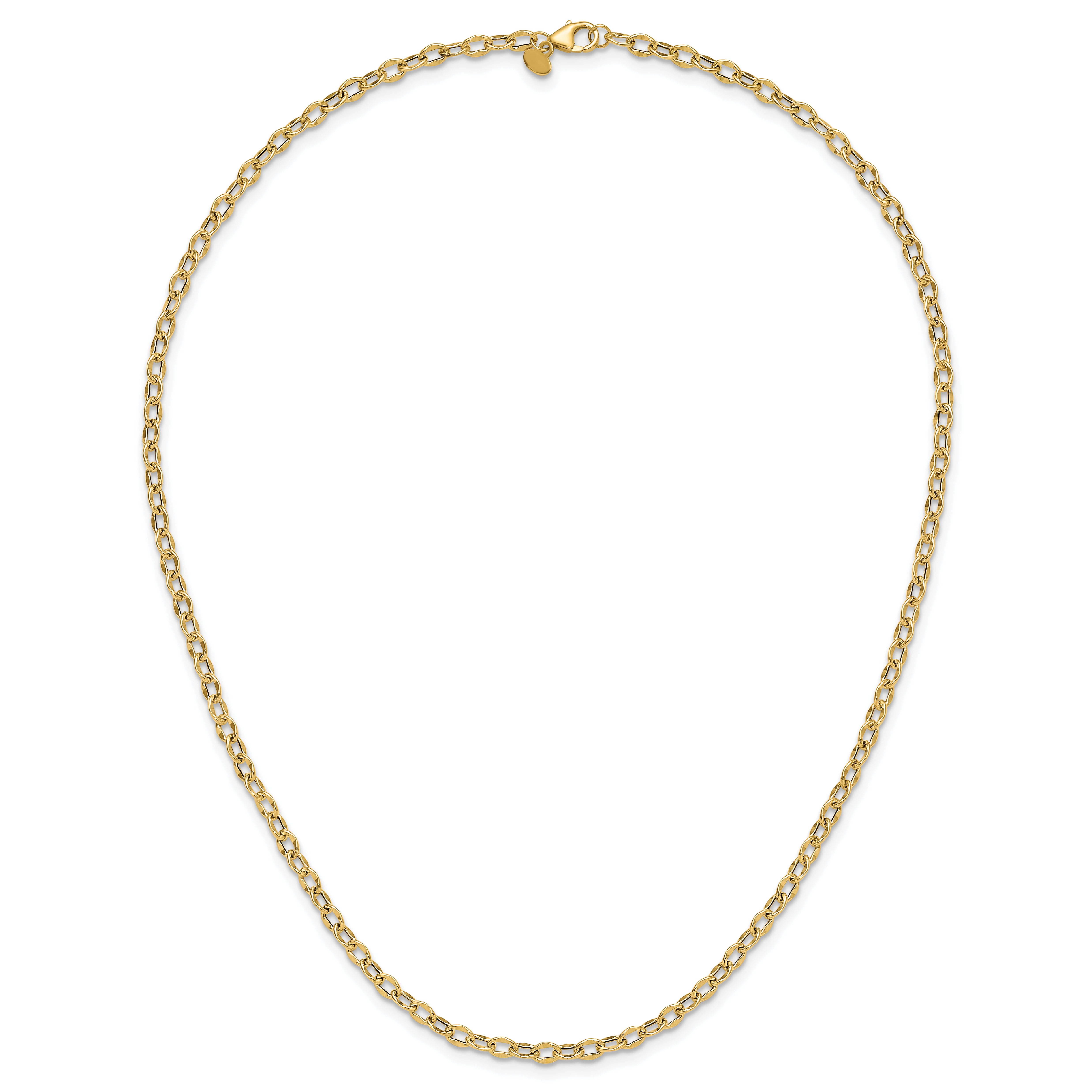 14K Polished Fancy Flat Cable Link Necklace