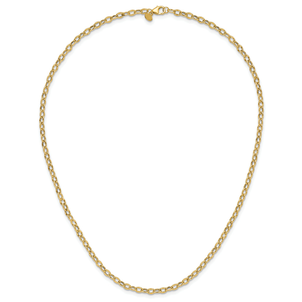 14K Polished Fancy Flat Cable Link Necklace