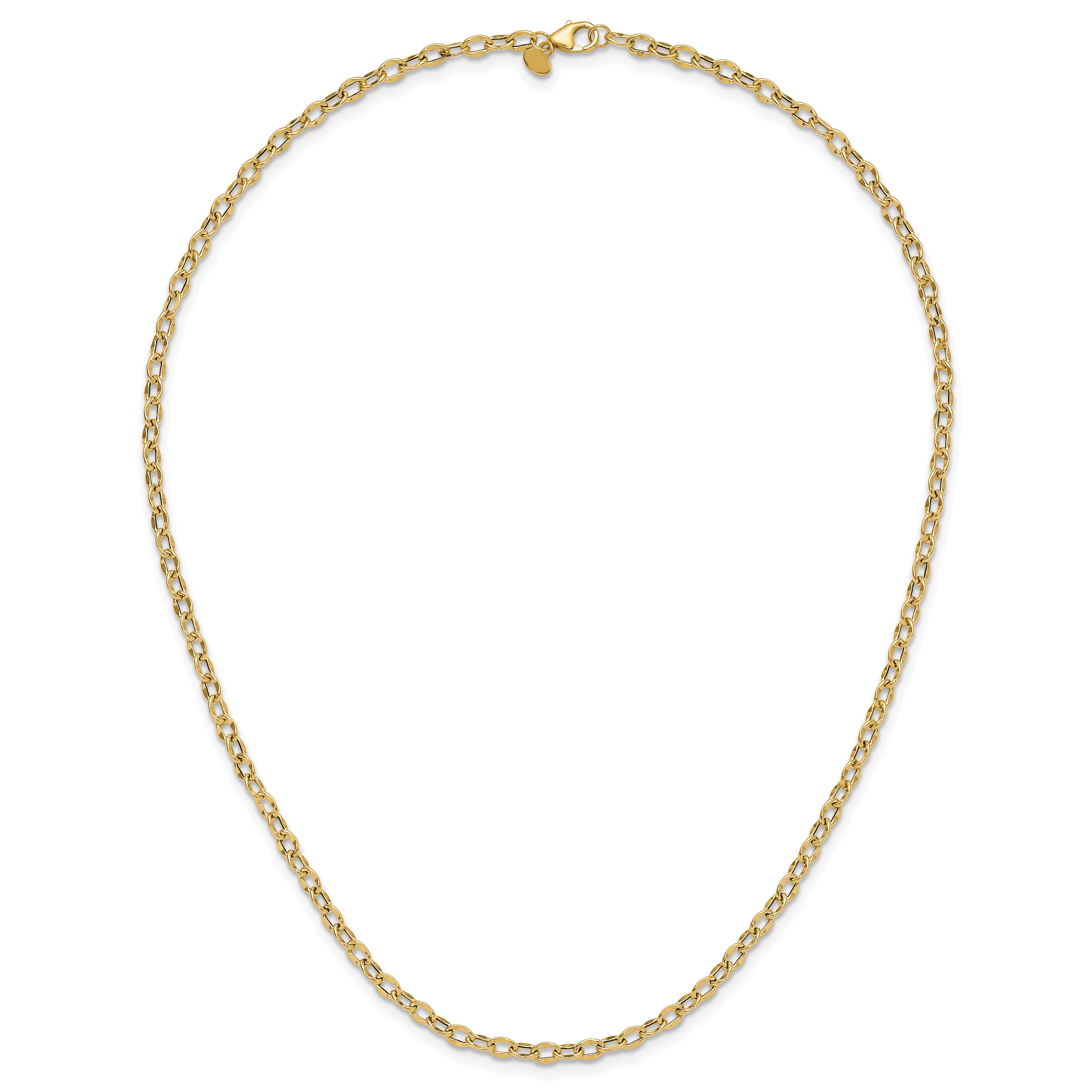 14K Polished Fancy Flat Cable Link Necklace