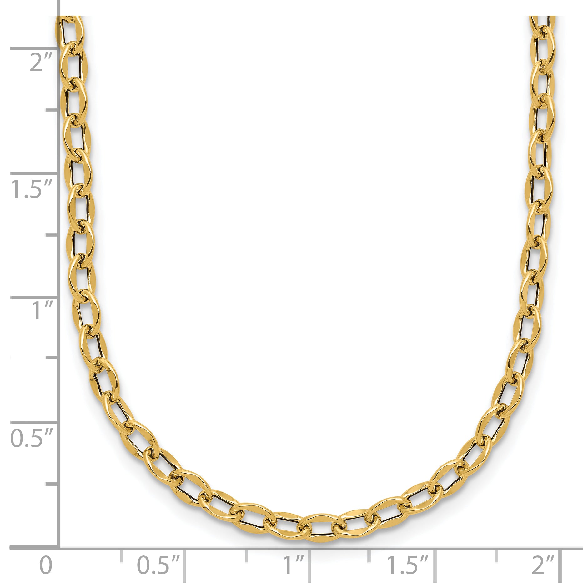 14K Polished Fancy Flat Cable Link Necklace