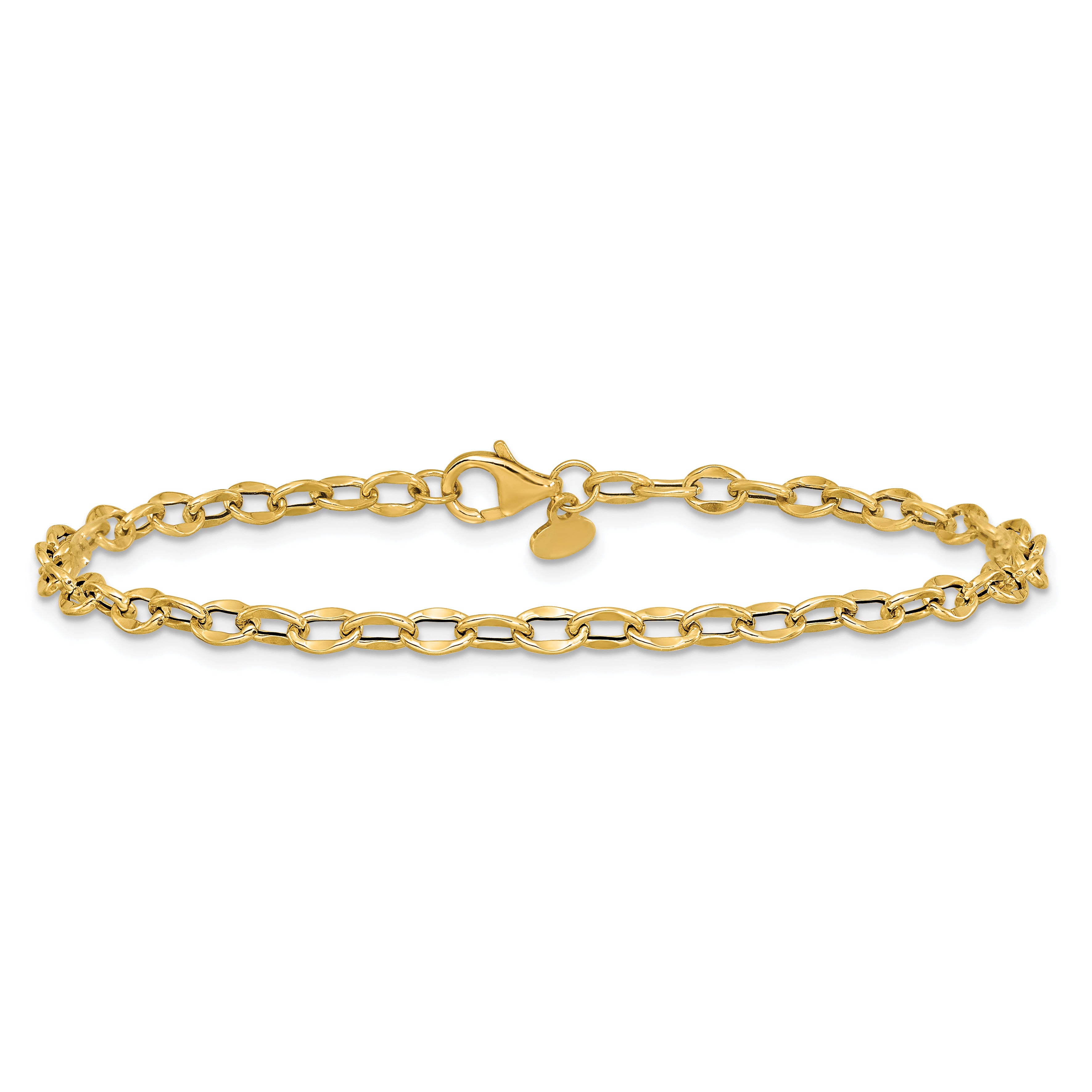 14K Polished Fancy Flat Cable Link Bracelet