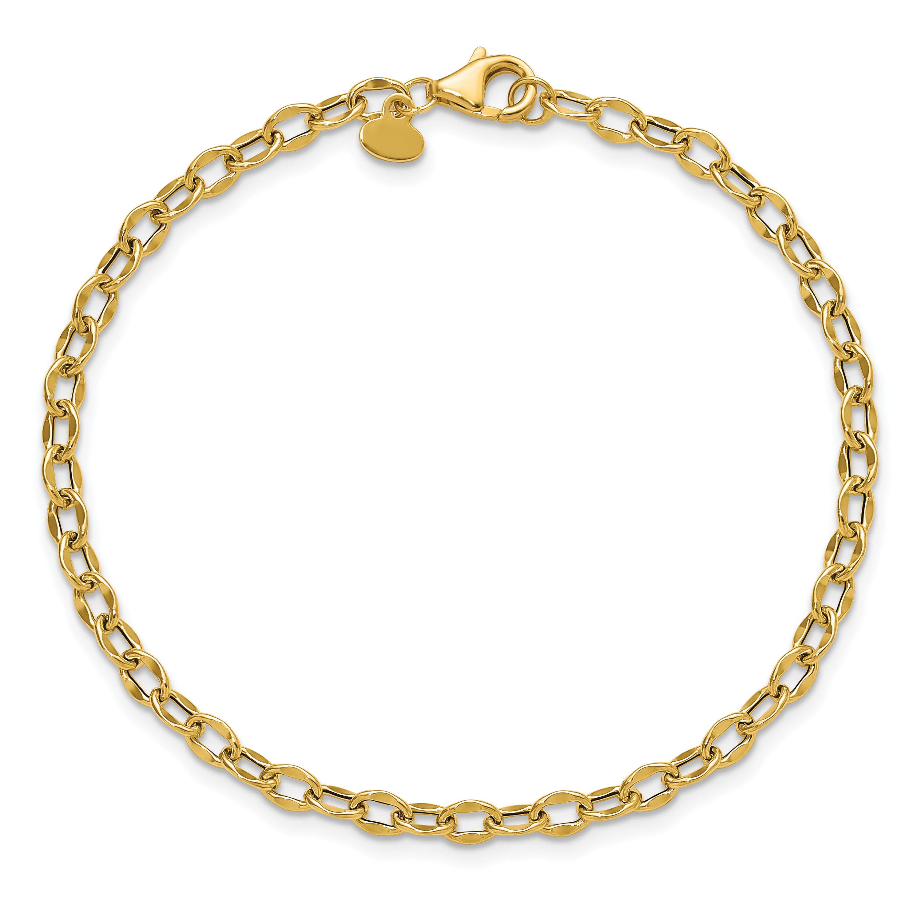 14K Polished Fancy Flat Cable Link Bracelet