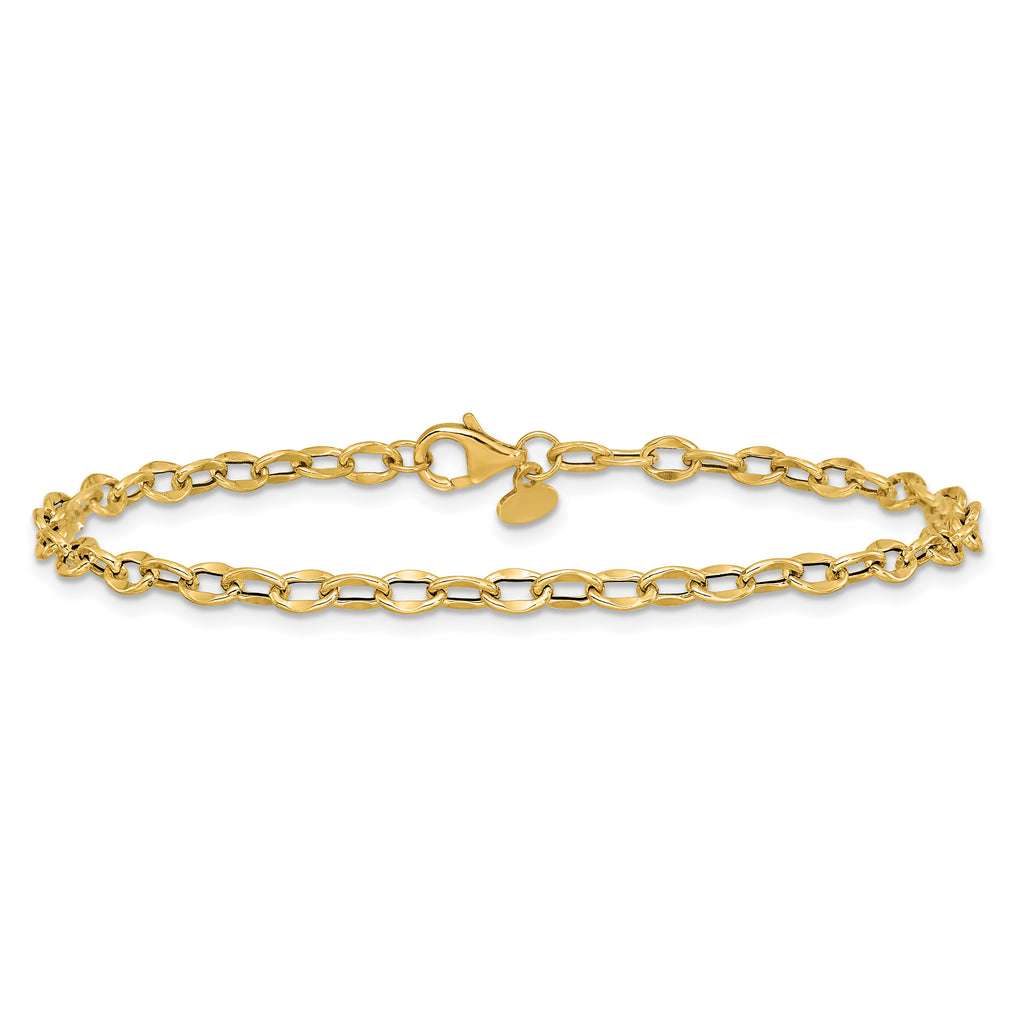 14K Polished Fancy Flat Cable Link Bracelet
