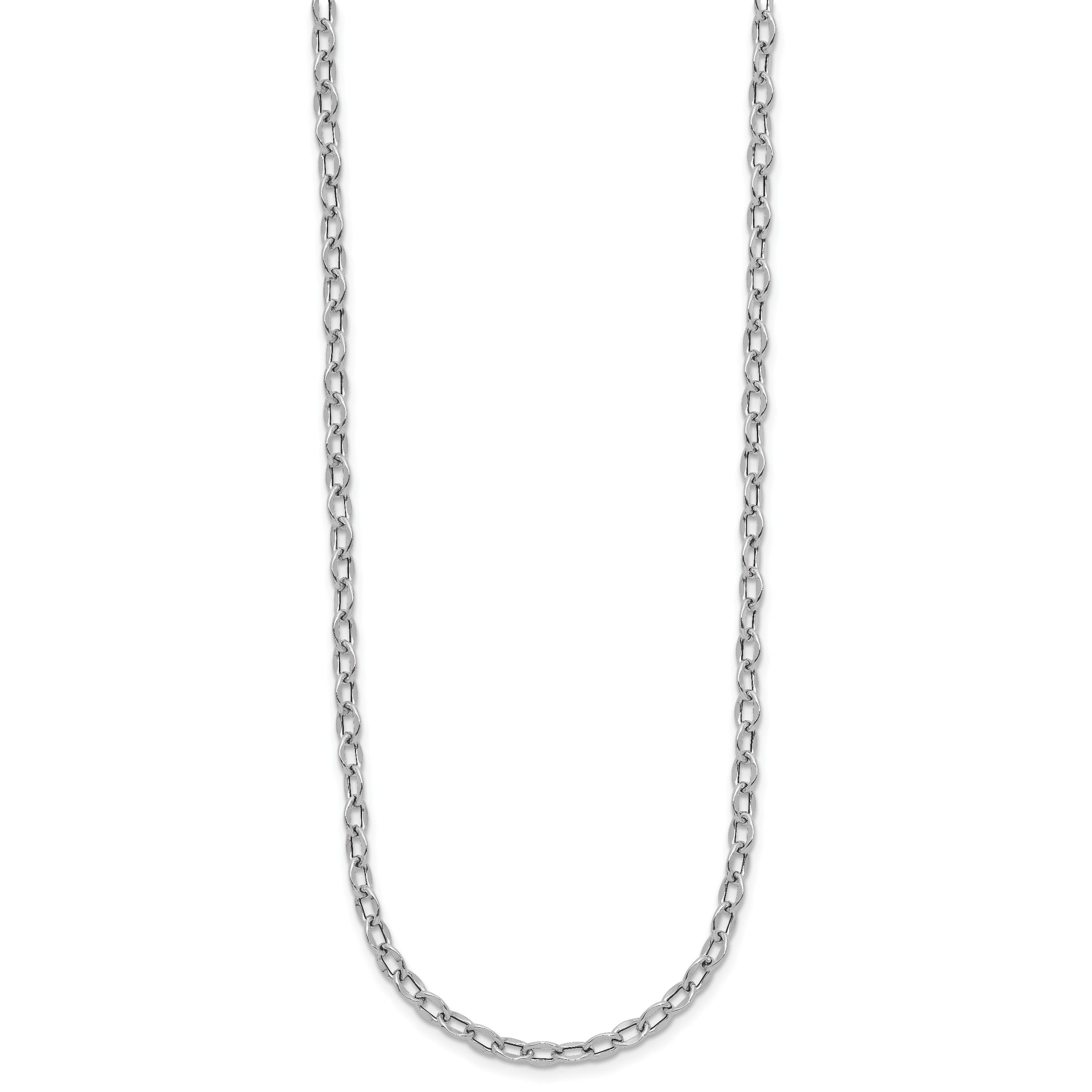 14K White Gold Polished Fancy Flat Cable Link Necklace Secondary image