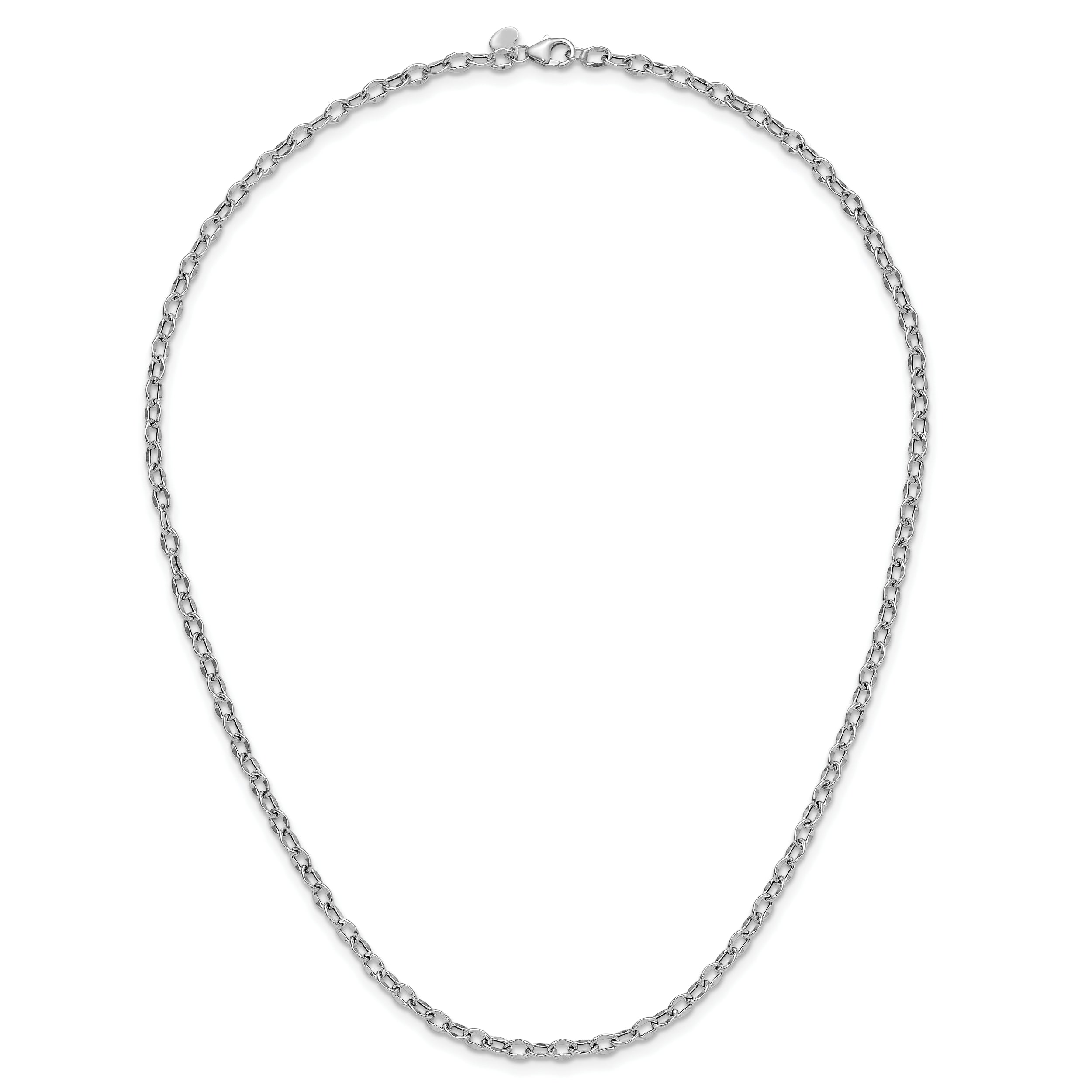 14K White Gold Polished Fancy Flat Cable Link Necklace
