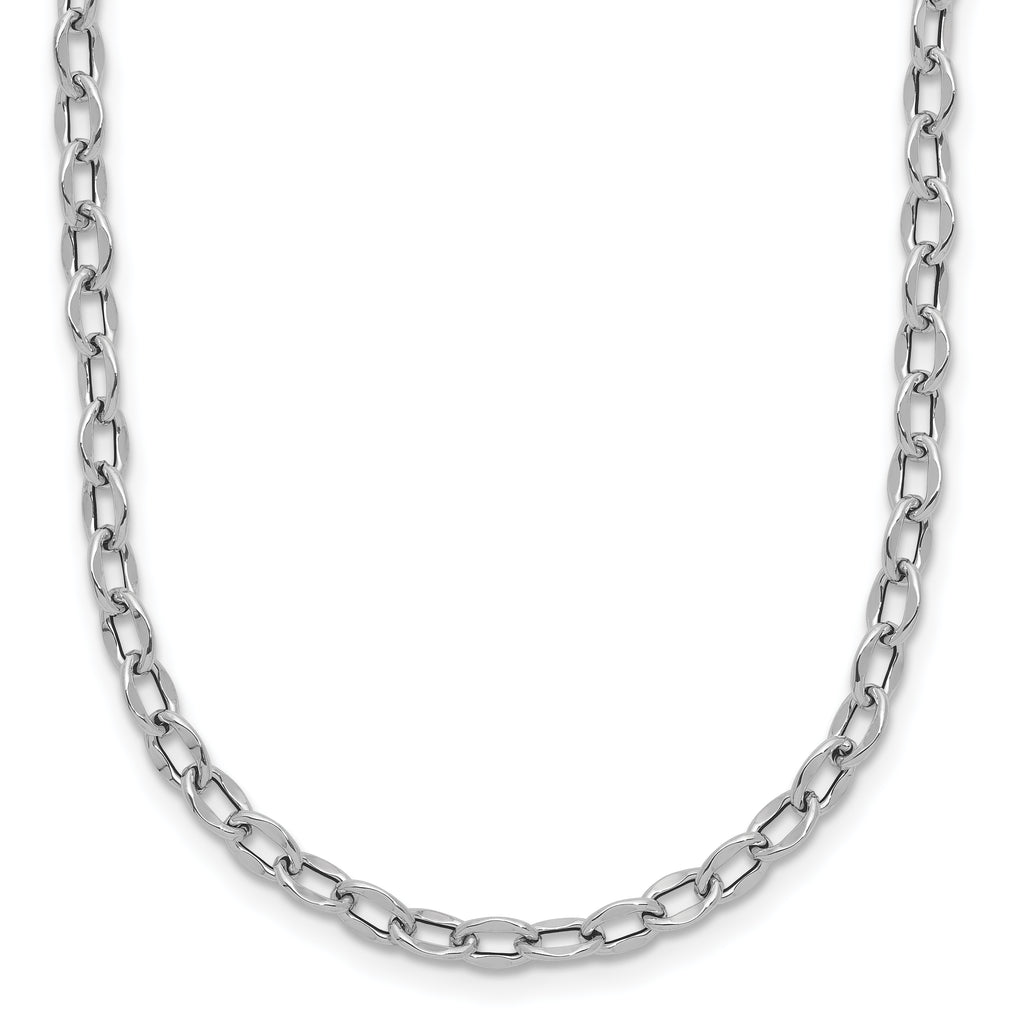14K White Gold Polished Fancy Flat Cable Link Necklace