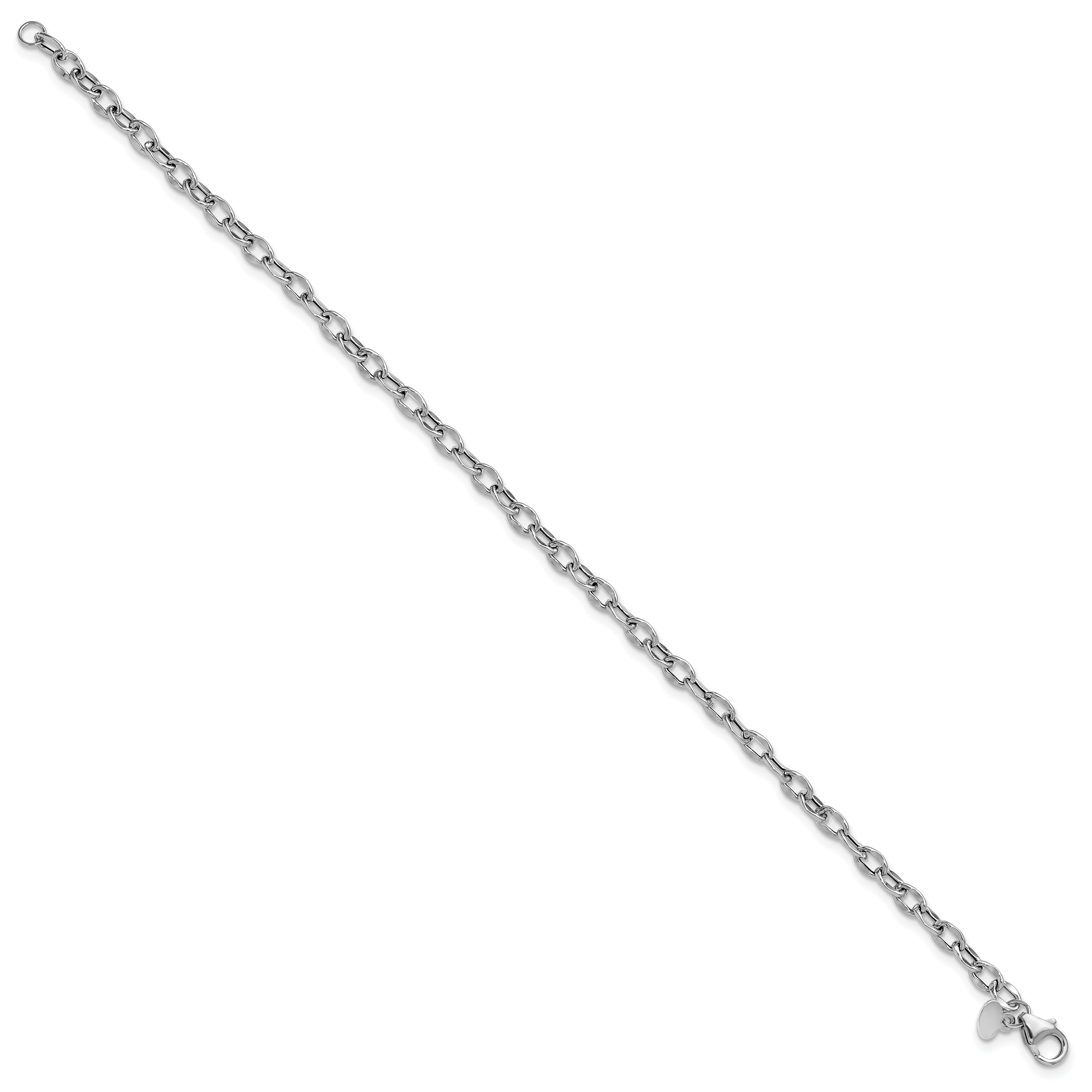 14K White Gold Polished Fancy Flat Cable Link Bracelet Secondary image
