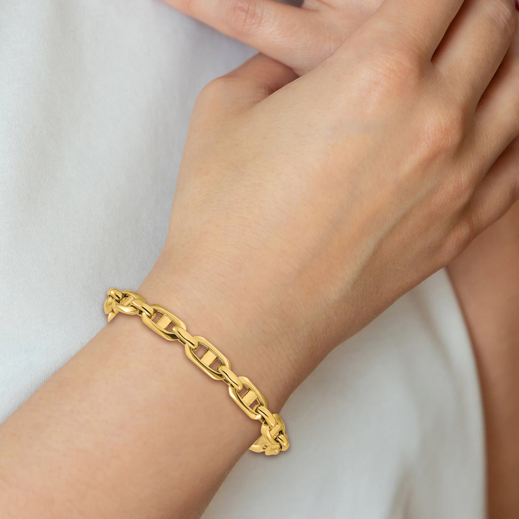 14K Polished Fancy Mariner Link Bracelet