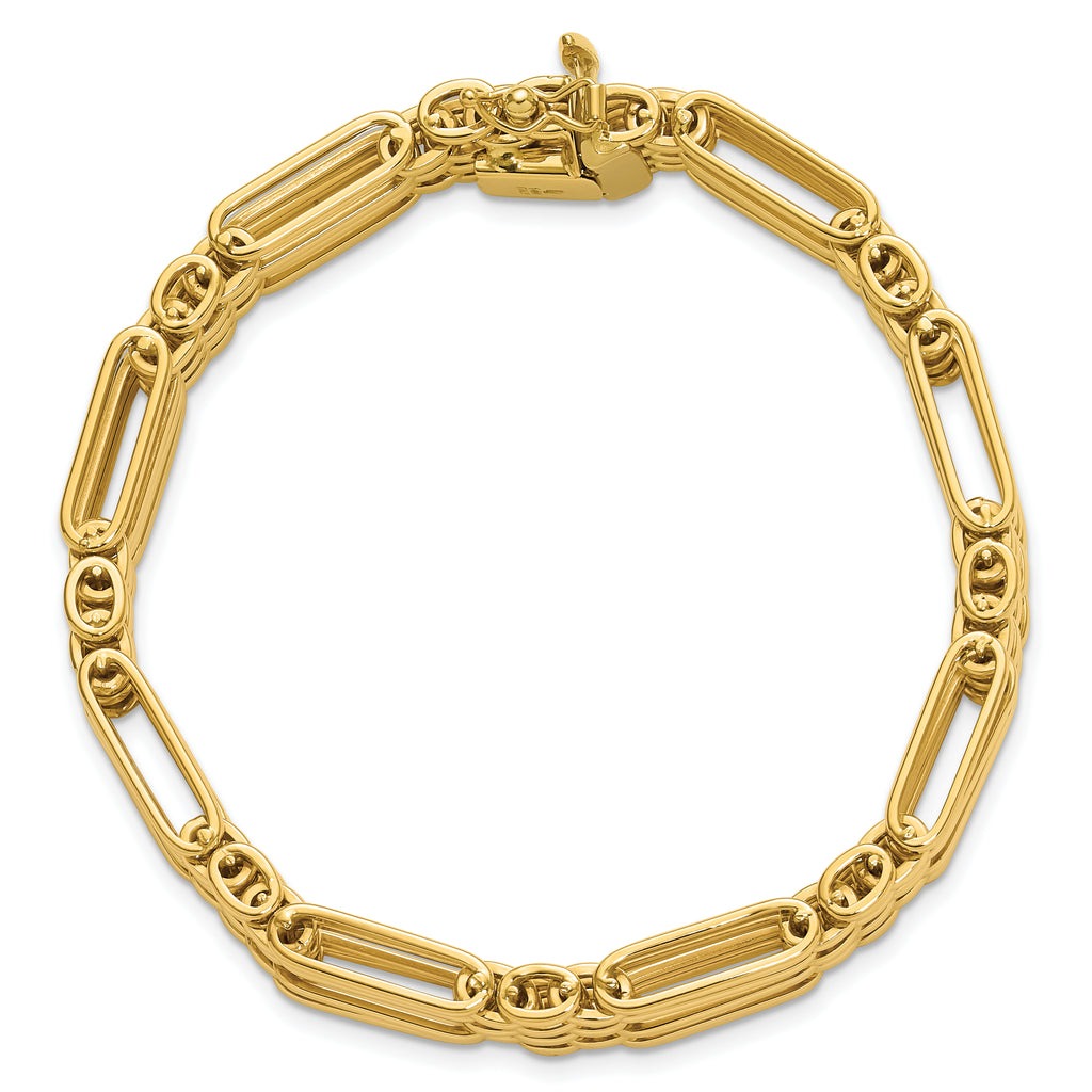 14K Polished Fancy 10.0mm Link Bracelet