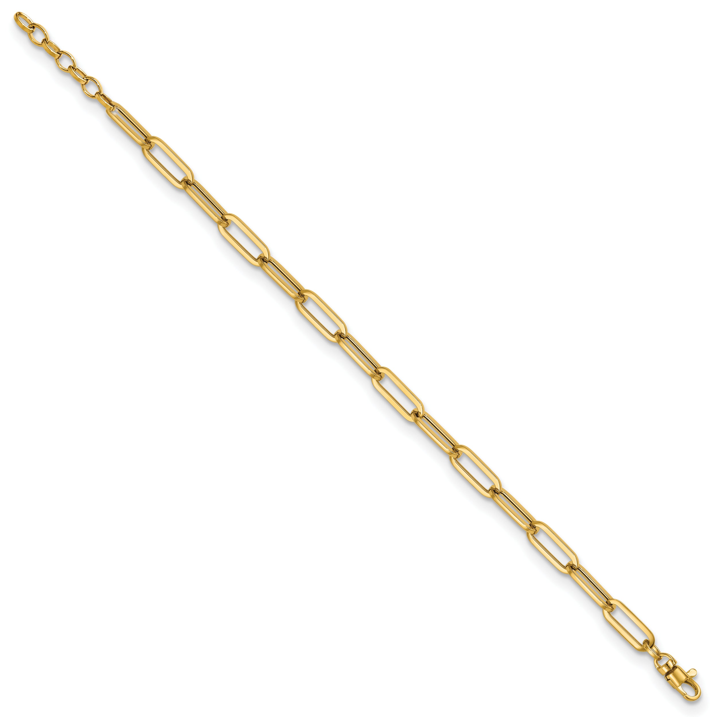 14K Polished Fancy Link with 1in ext Bracelet