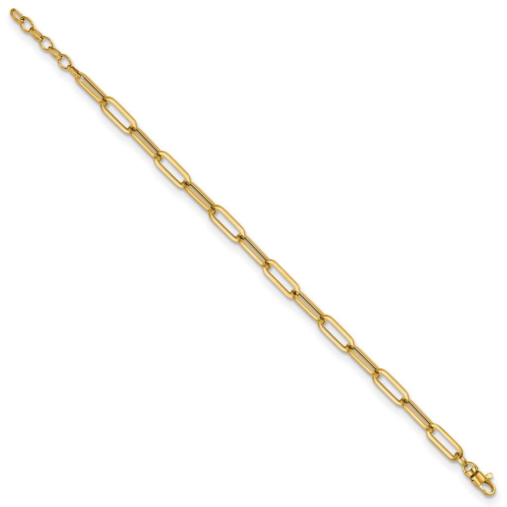 14K Polished Fancy Link with 1in ext Bracelet