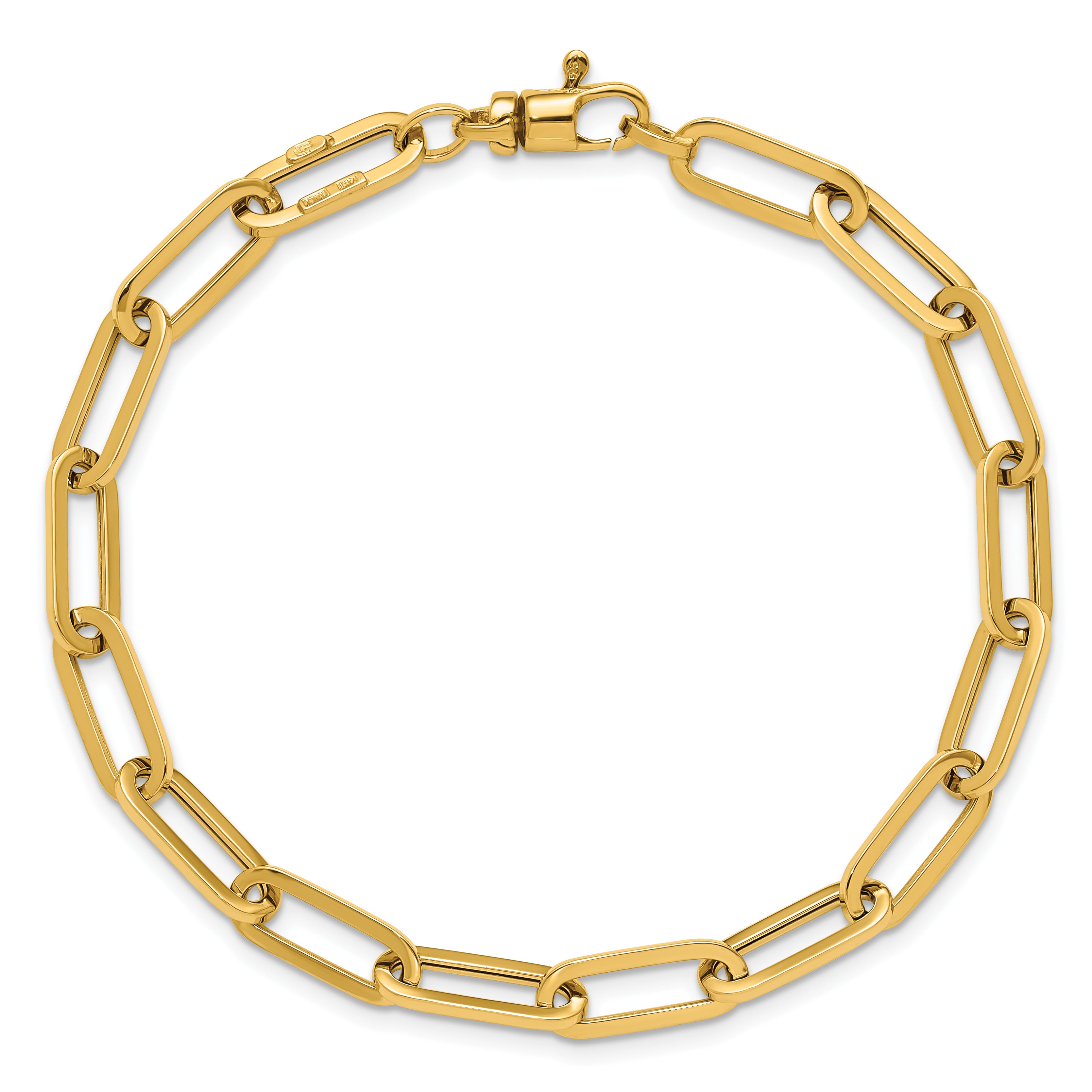 14K Polished Fancy Link with 1in ext Bracelet