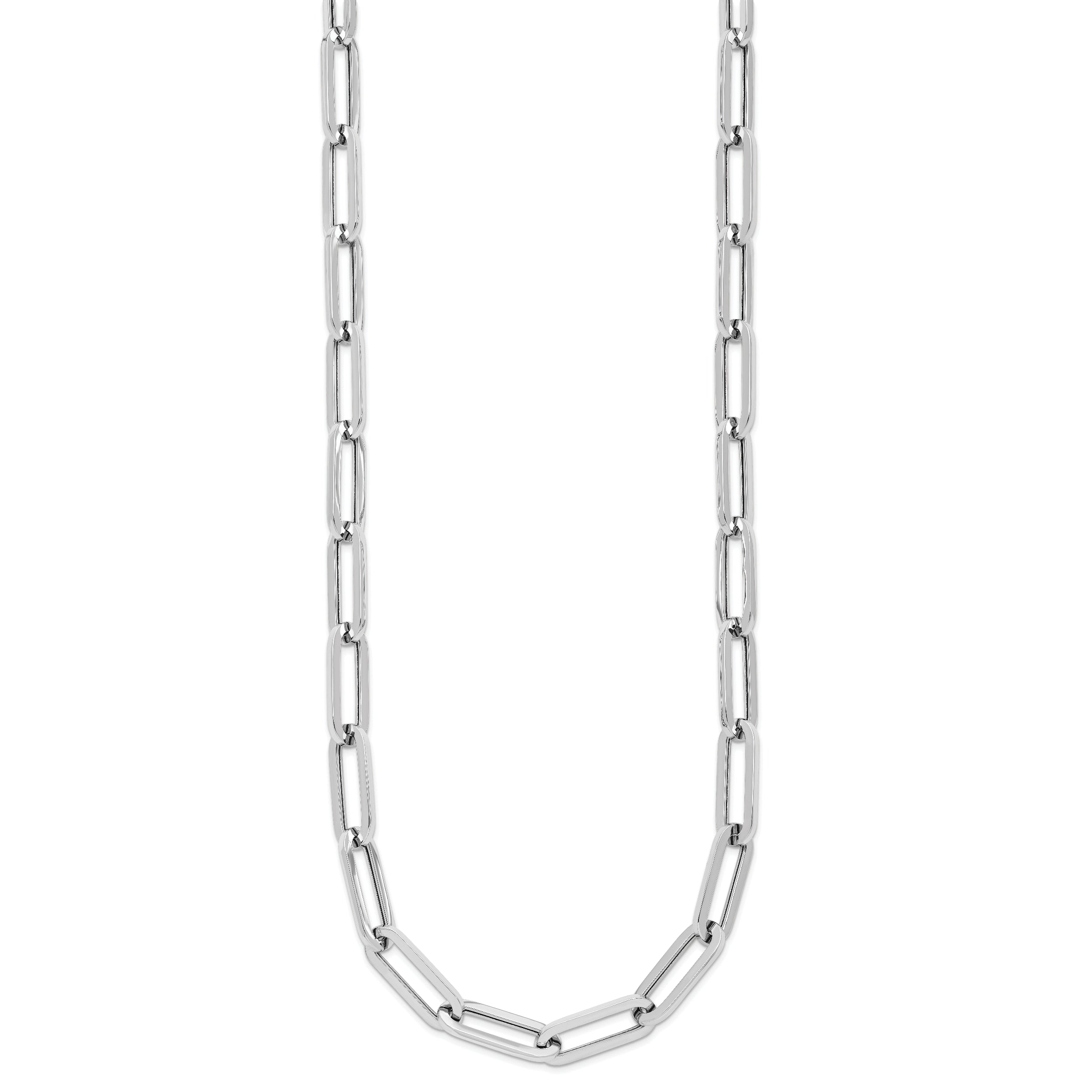 14K White Gold Polished Fancy Link Necklace
