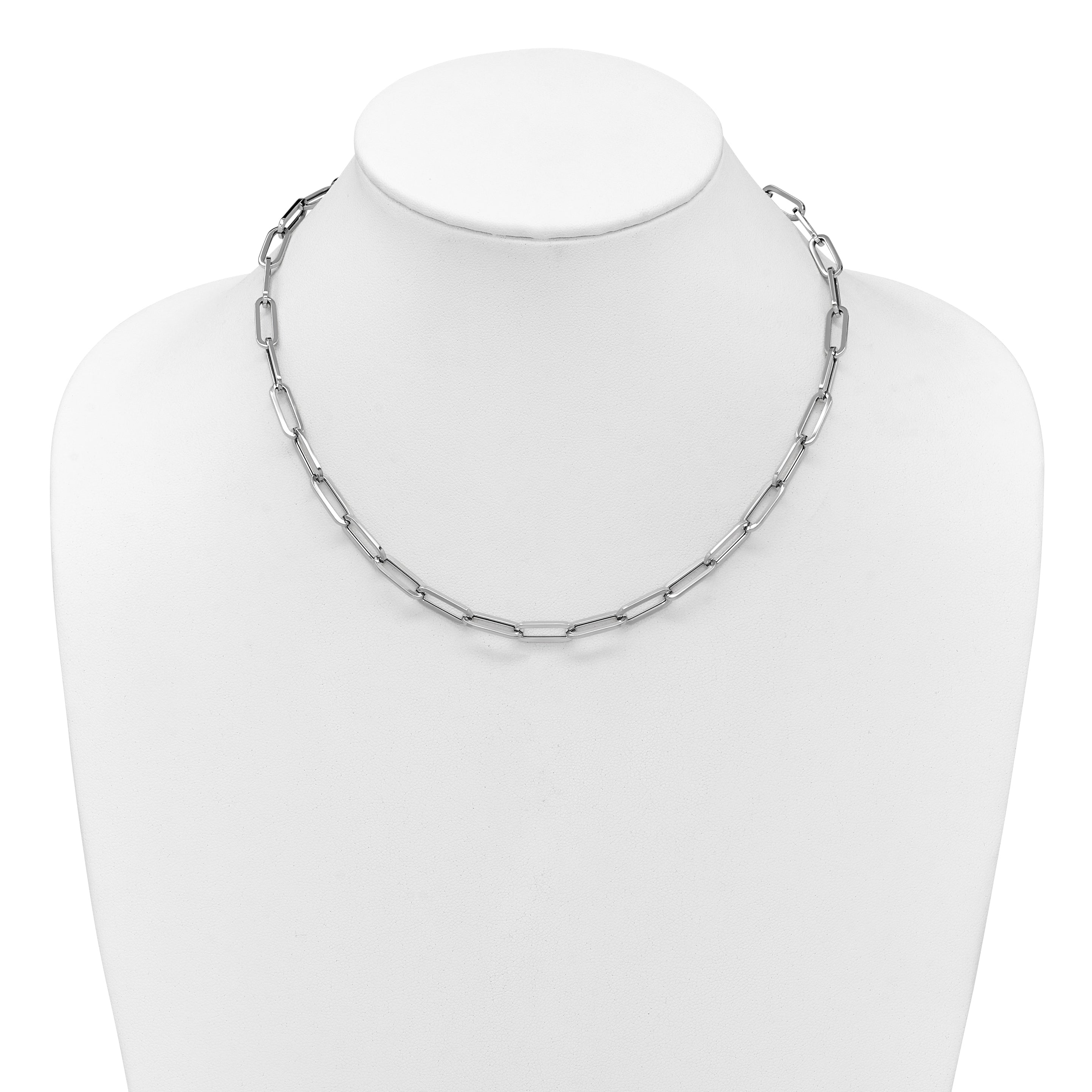 14K White Gold Polished Fancy Link Necklace