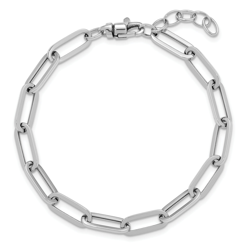 14K White Gold Polished Fancy Link with 1in ext Bracelet