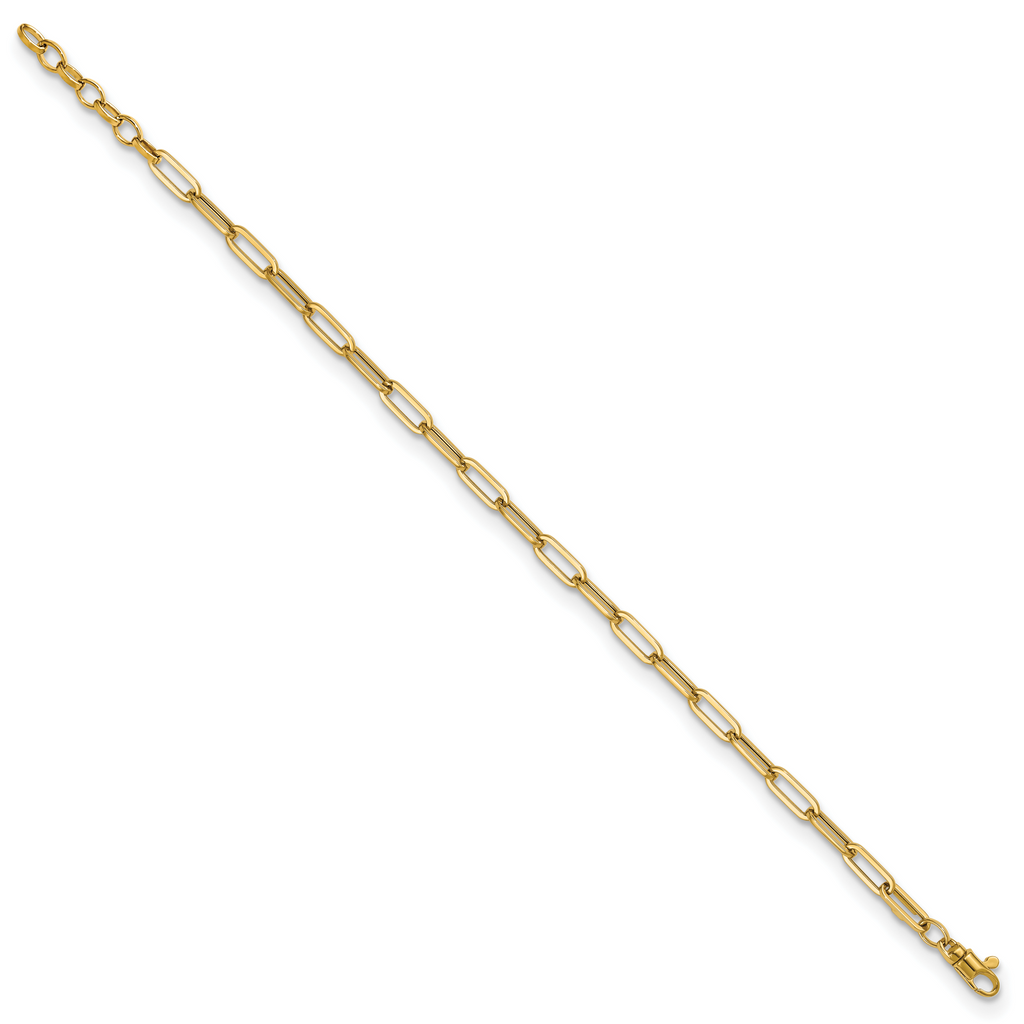 14K Polished Fancy Link with 1in ext Bracelet