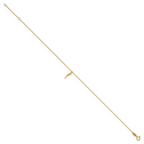 14K Italian Horn Charm 9 inch Plus 1 inch Extender - Total 10 inch Anklet