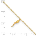 14K Italian Horn Charm 9 inch Plus 1 inch Extender - Total 10 inch Anklet