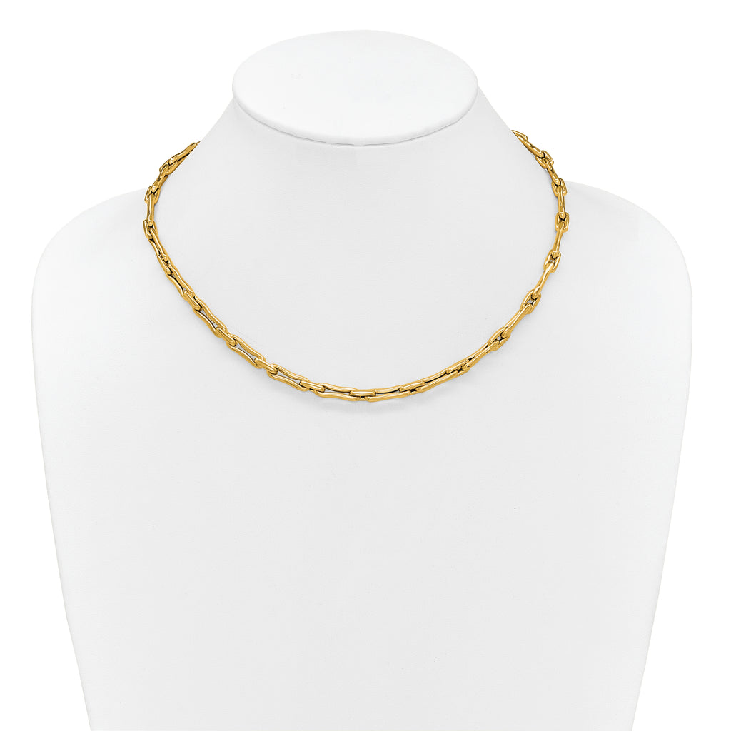 14K Polished Hollow Fancy Link Necklace
