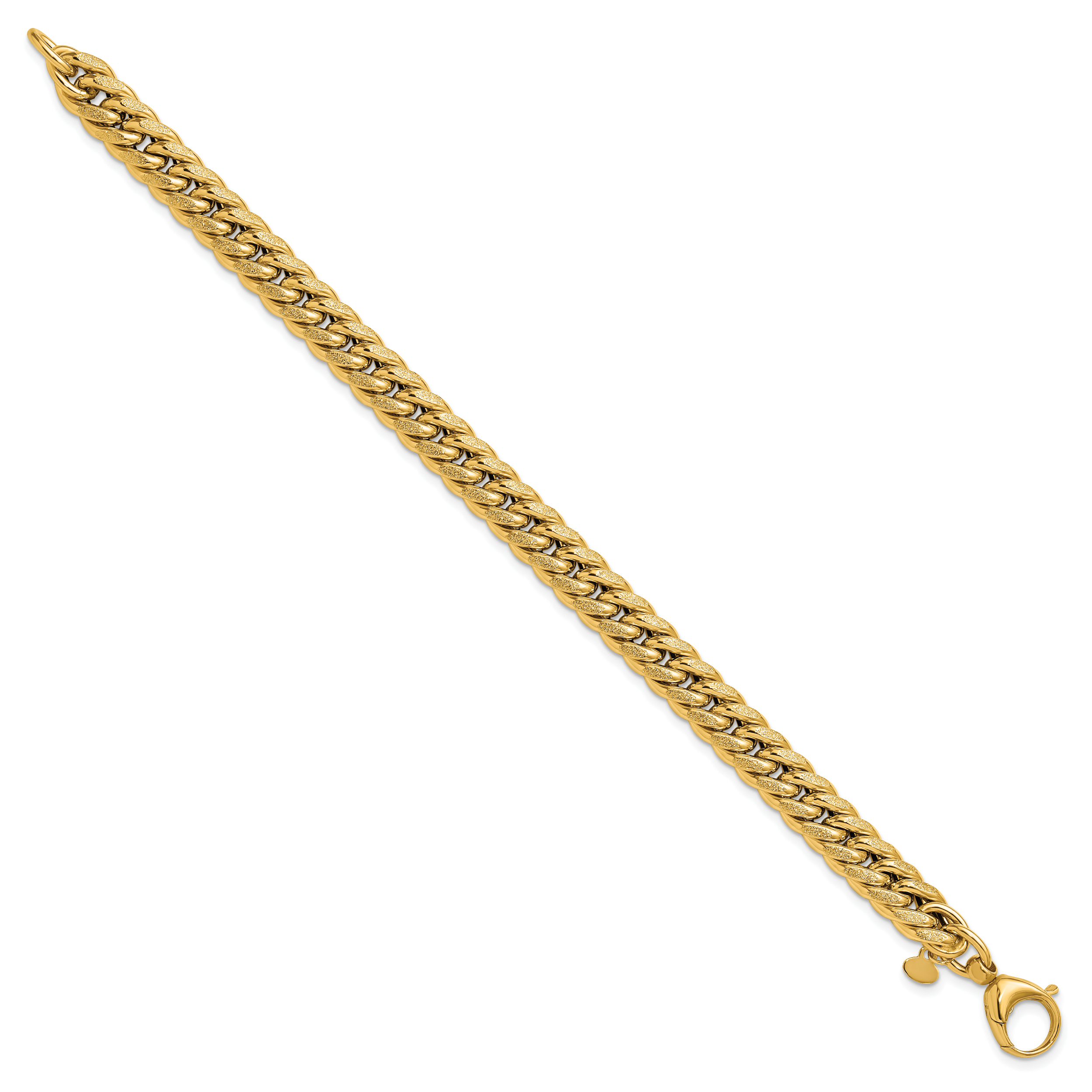 14K Polished and Textured Fancy Curb Bracelet