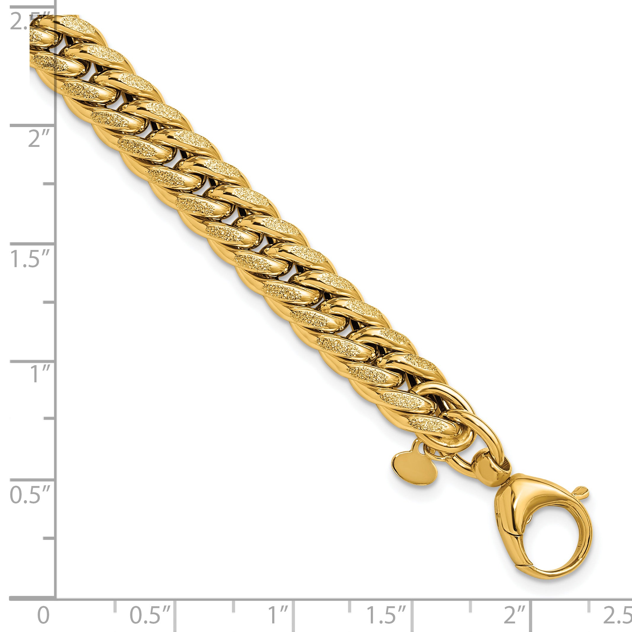 14K Polished and Textured Fancy Curb Bracelet