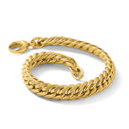 14K Polished and Textured Fancy Curb Bracelet
