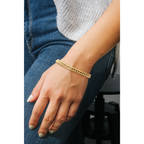 14K Polished and Textured Fancy Curb Bracelet