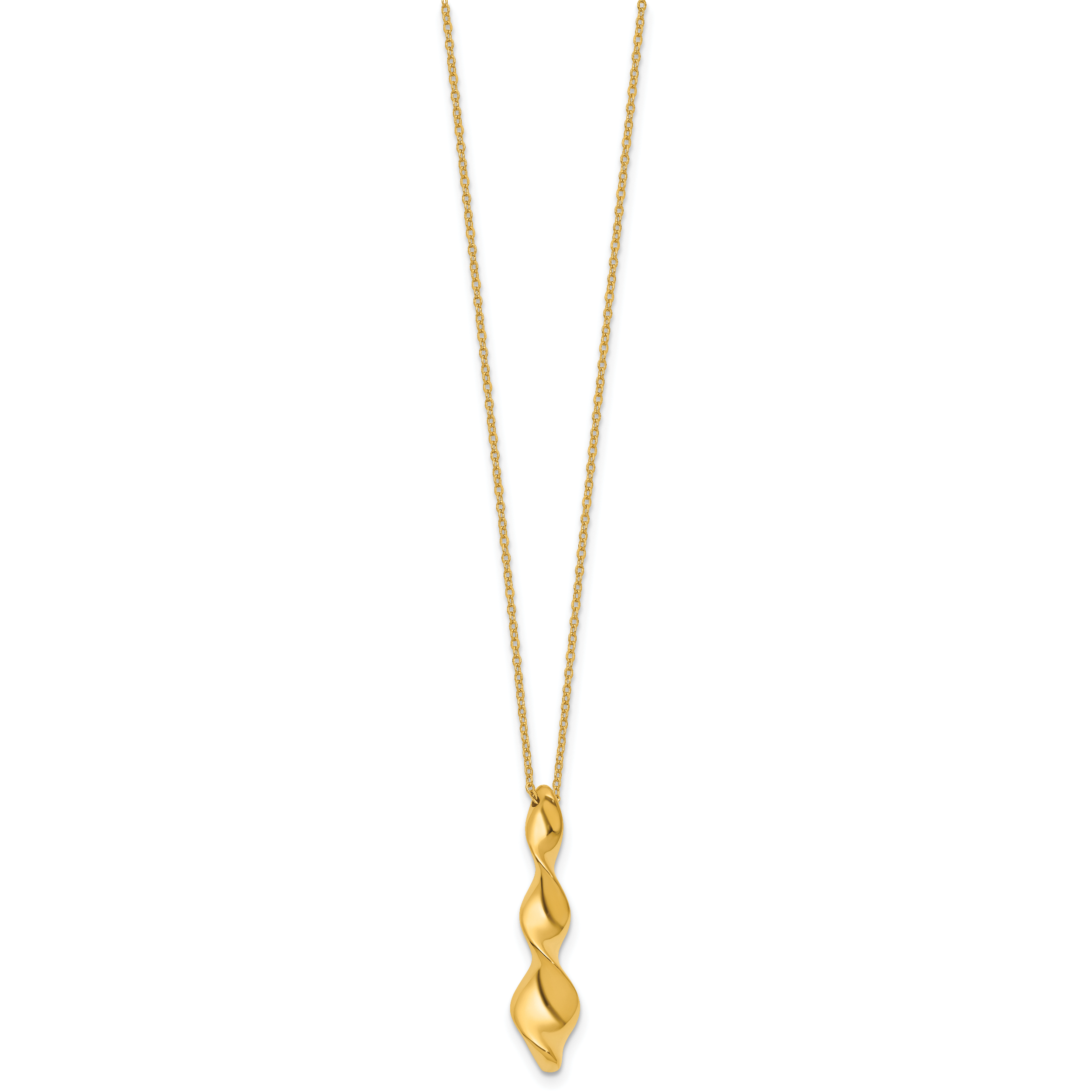 14K Polished Wavy Pendant on Dia-cut Chain w/1in ext. Necklace Secondary image