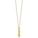 14K Polished Wavy Pendant on Dia-cut Chain w/1in ext. Necklace